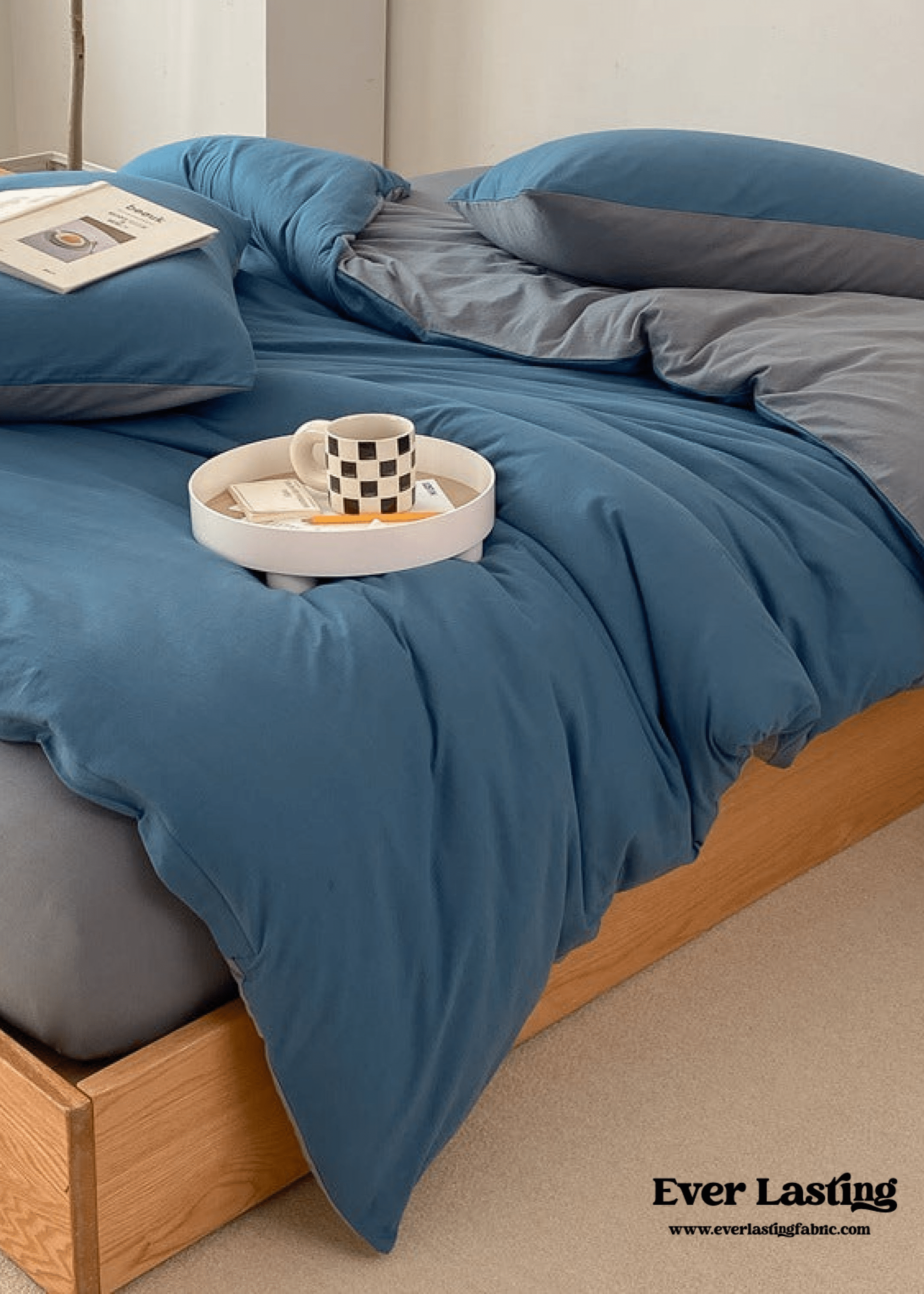 Duo Earth Tone Jersey Knit Bedding Set / White Beige