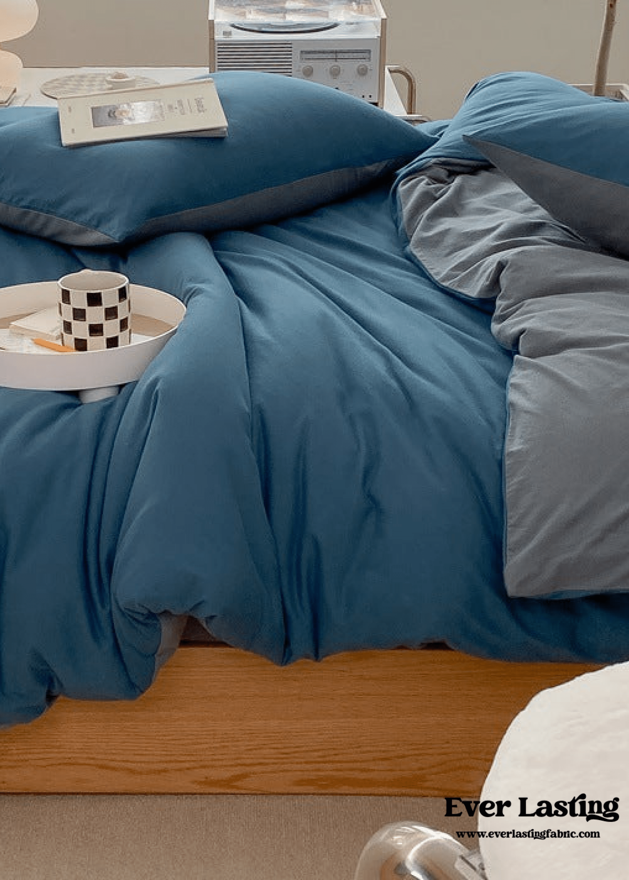 Duo Earth Tone Jersey Knit Bedding Set / White Beige