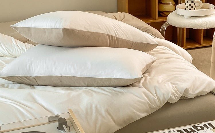 Duo Earth Tone Jersey Knit Bedding Set / White Beige