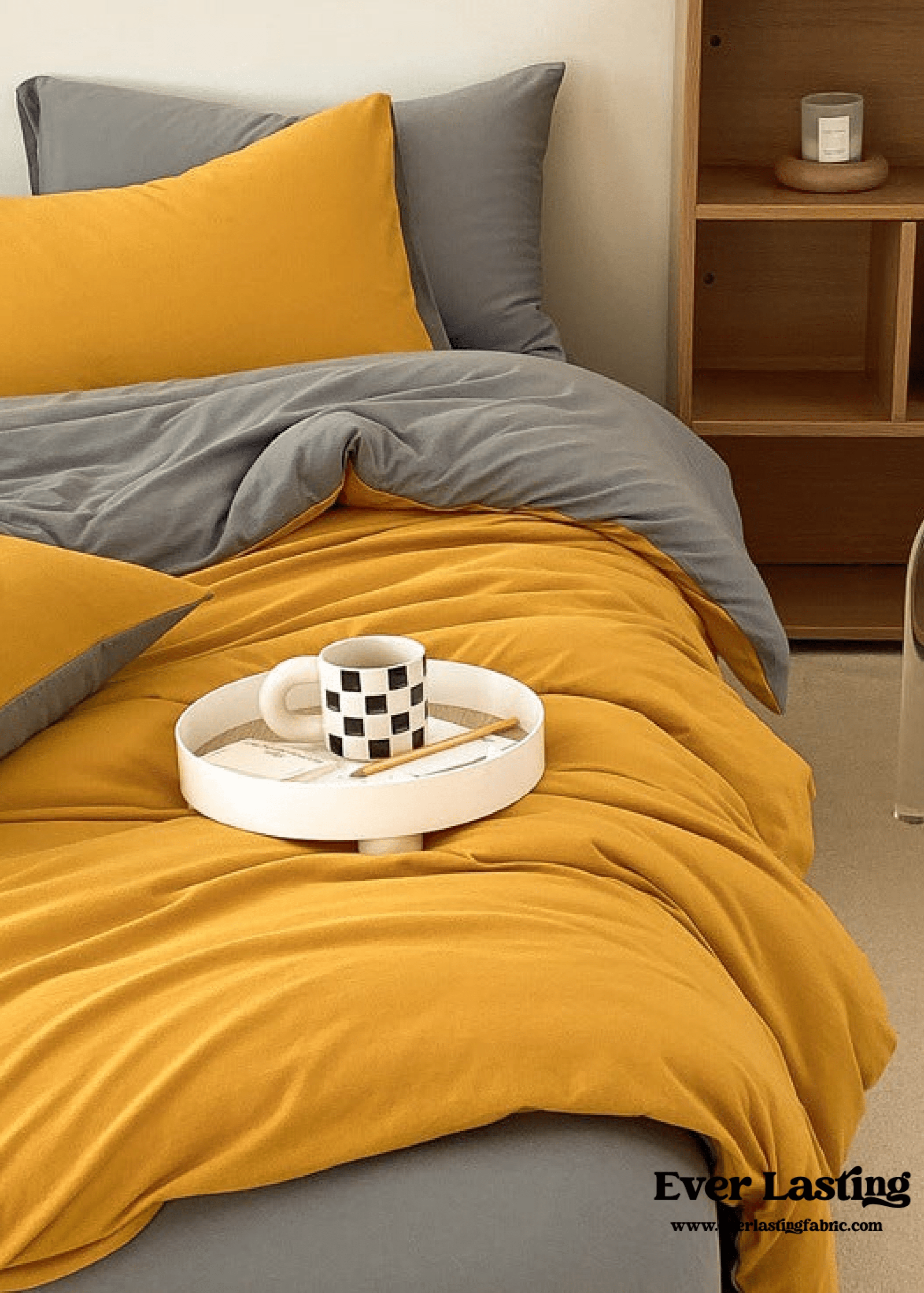 Duo Earth Tone Jersey Knit Bedding Set / White Beige