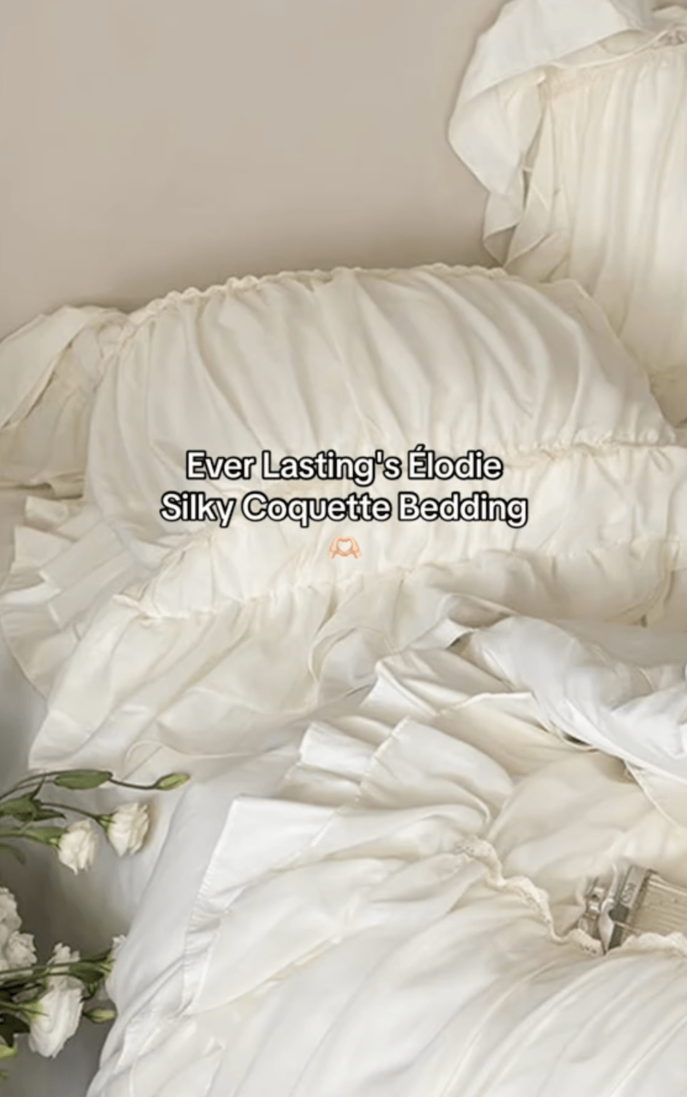 Élodie Silky Coquette Ruffled Bedding Set / Beige