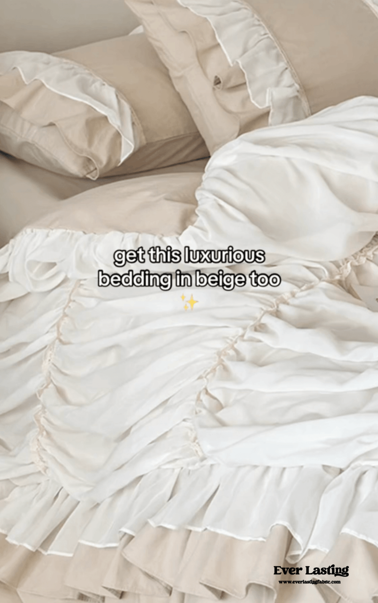 Élodie Silky Coquette Ruffled Bedding Set / White