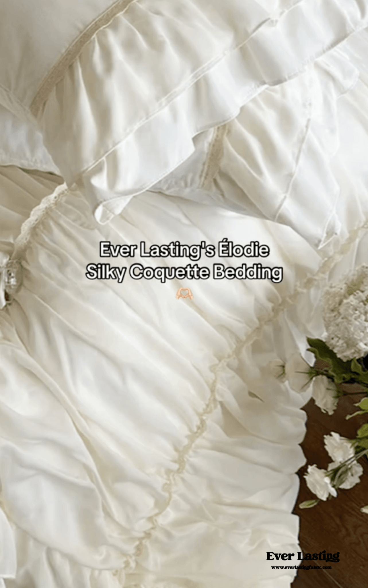 Élodie Silky Coquette Ruffled Bedding Set / White