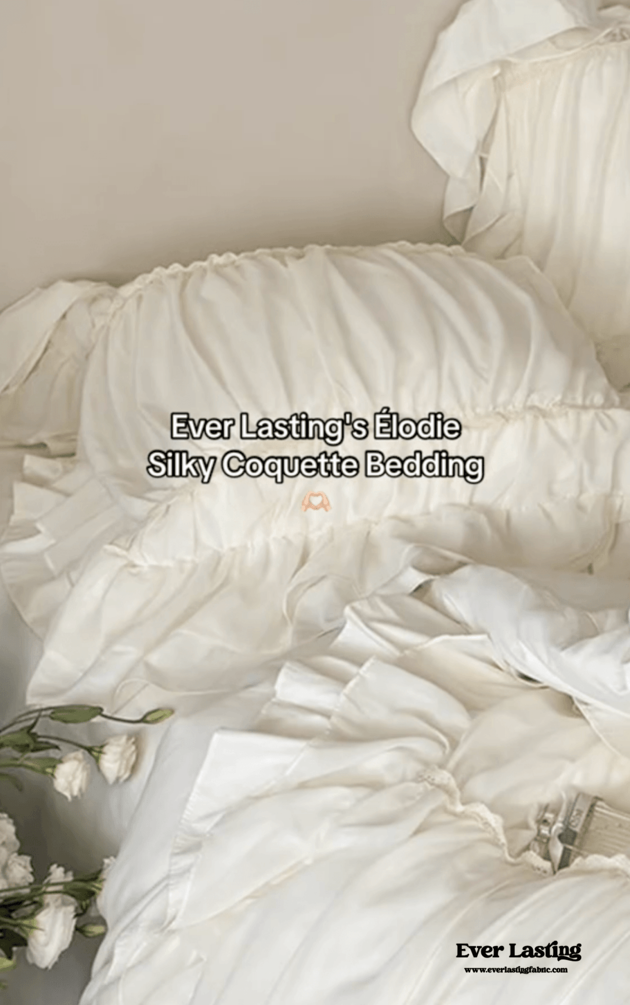 Élodie Silky Coquette Ruffled Bedding Set / White