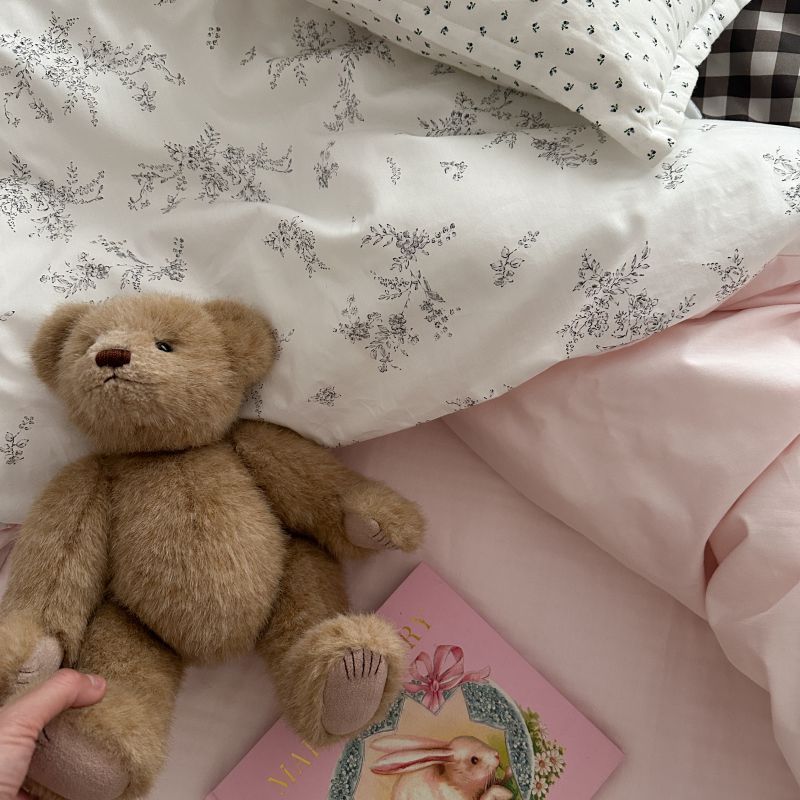 Emi Patchwork Gingham Bedding Set / Soft Mocha Pink