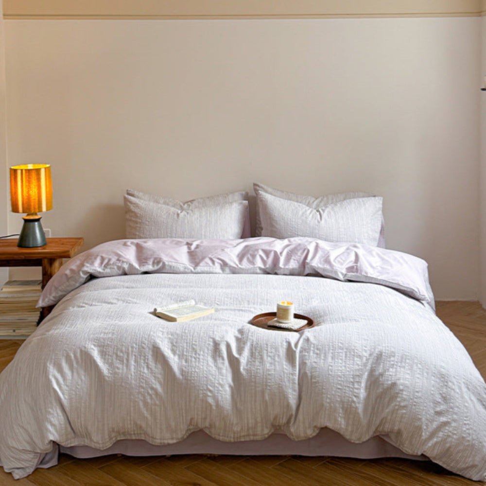 Emma Duo Striped Jacquard Bedding Set / Black