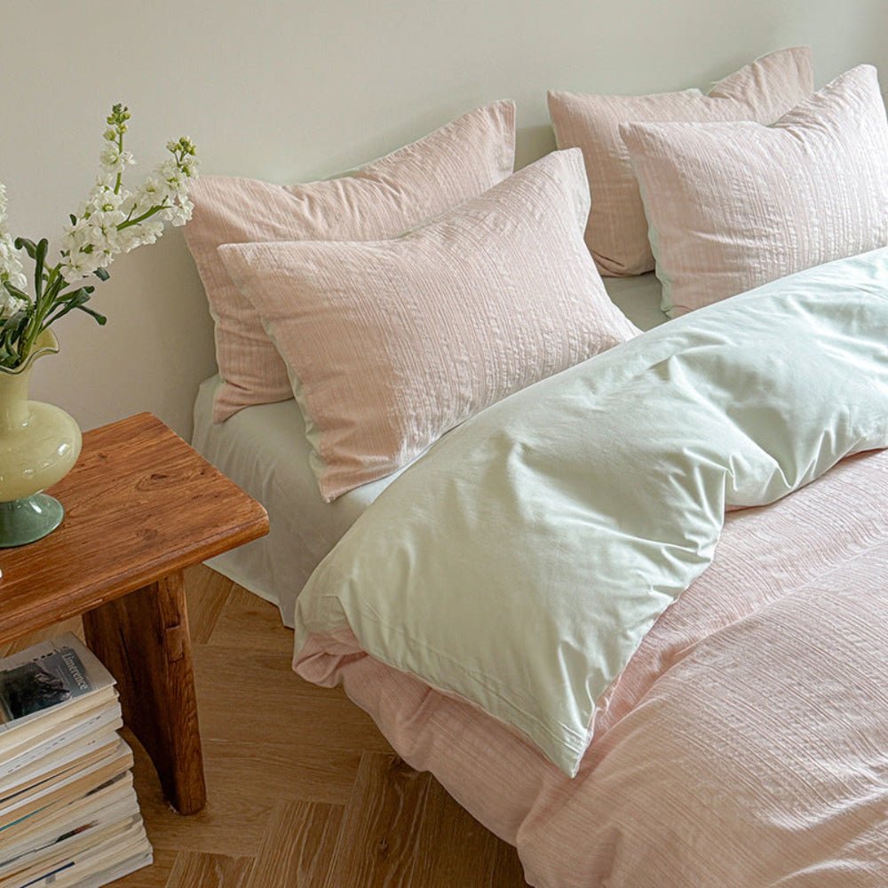Emma Duo Striped Jacquard Bedding Set / Green