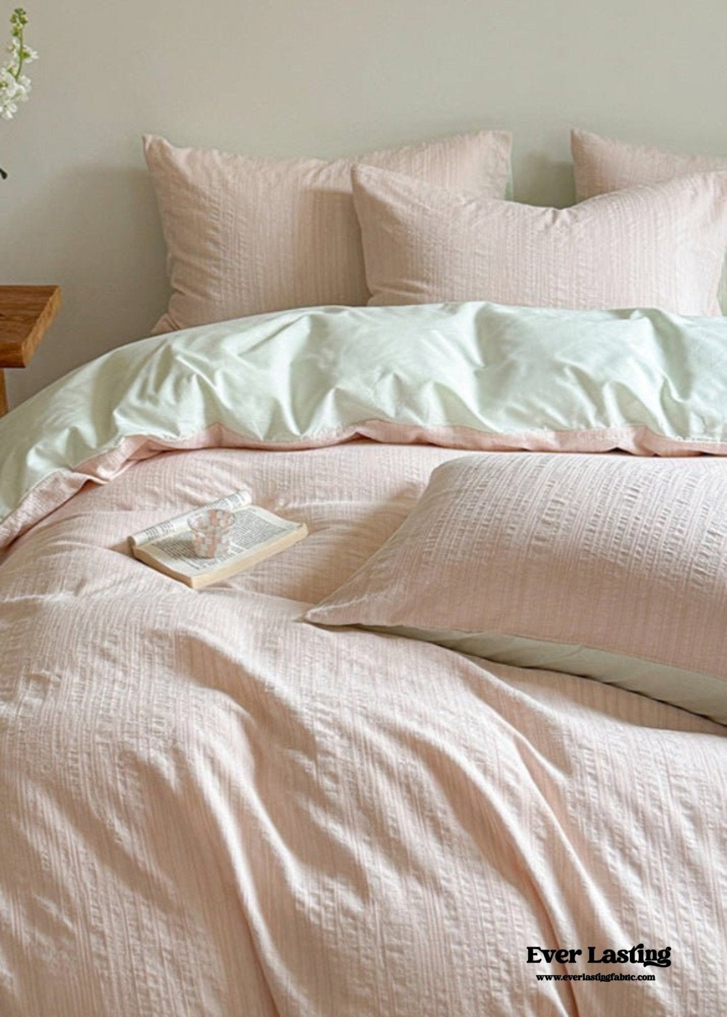 Emma Duo Striped Jacquard Bedding Set / Light Pink