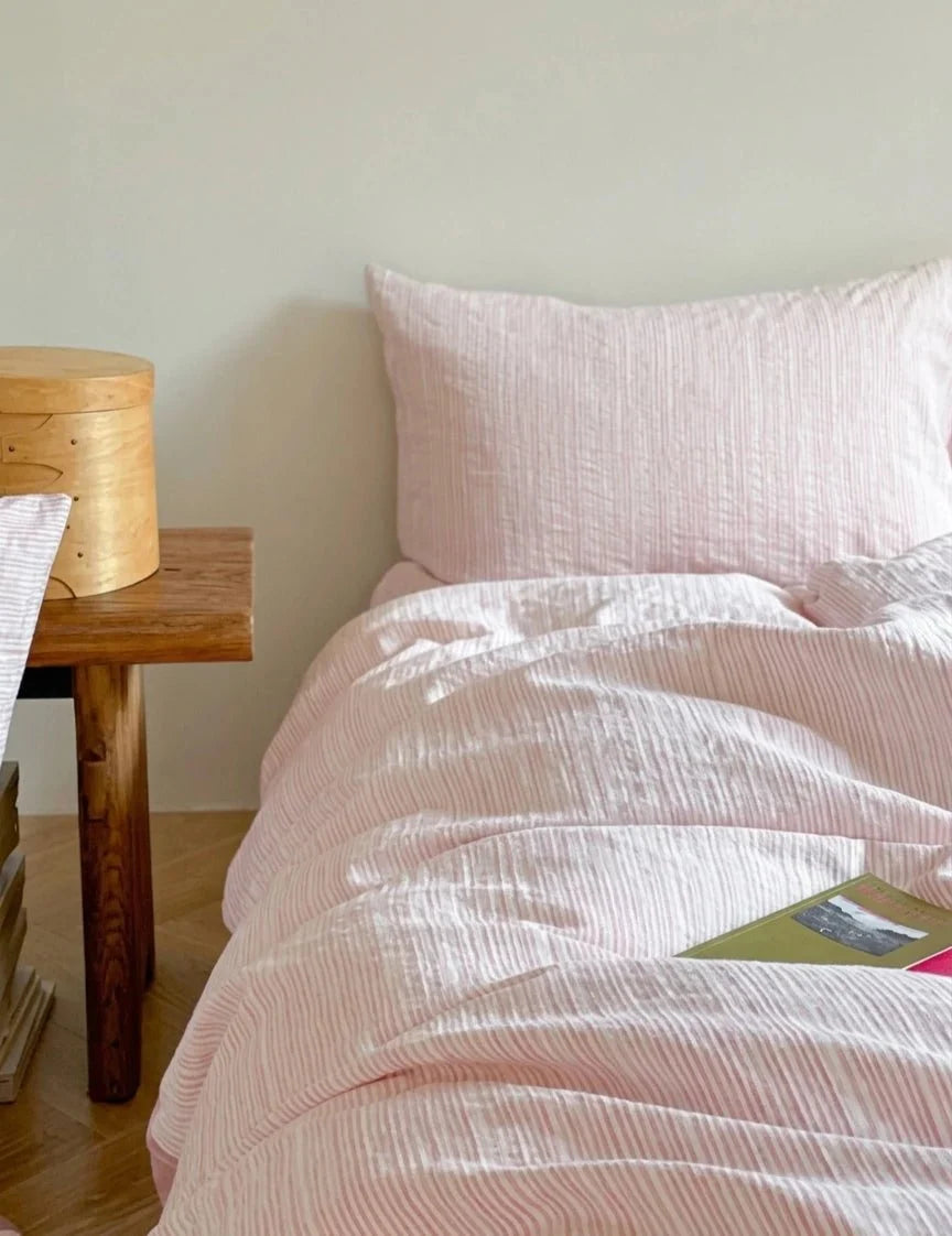 Emma Duo Striped Jacquard Bedding Set / Light Pink