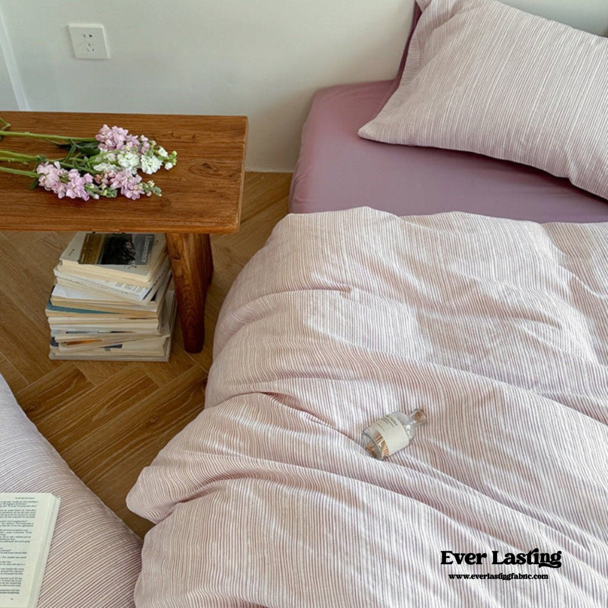 Emma Duo Striped Jacquard Bedding Set / Pink