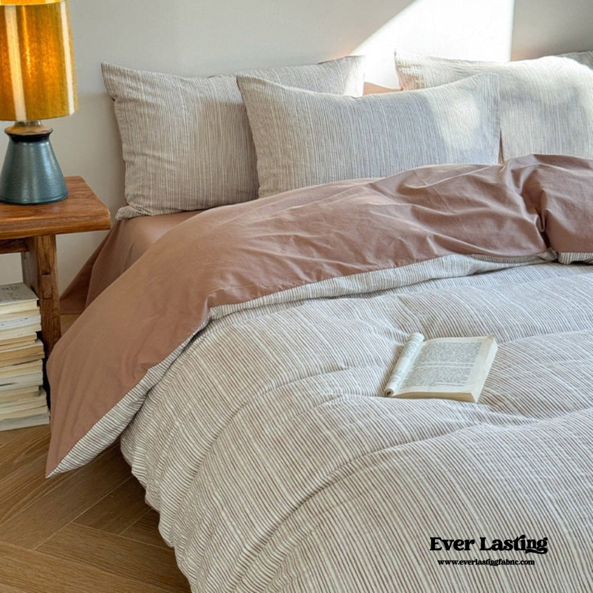 Emma Duo Striped Jacquard Bedding Set / Pink