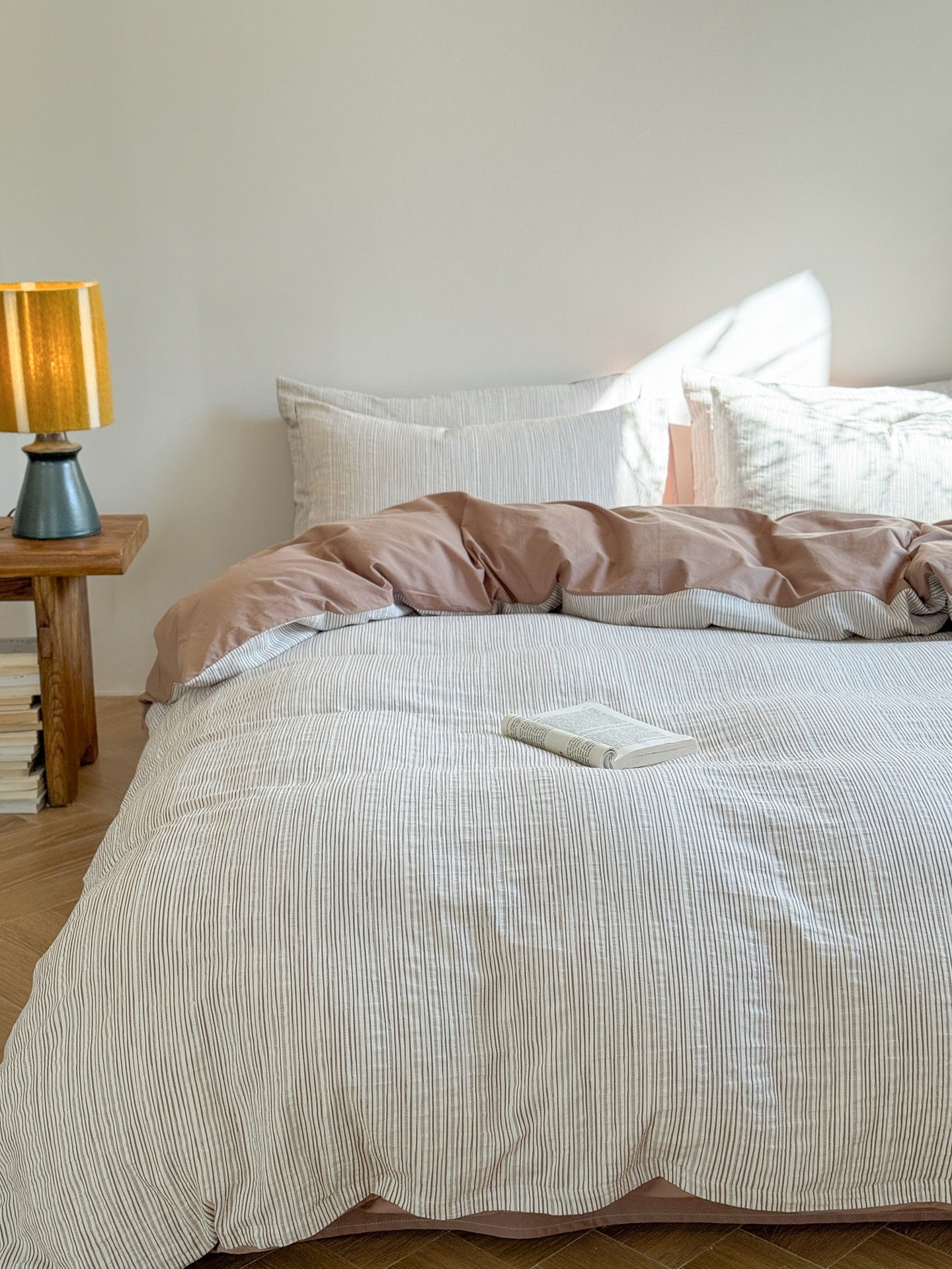 Emma Duo Striped Jacquard Bedding Set / Pink