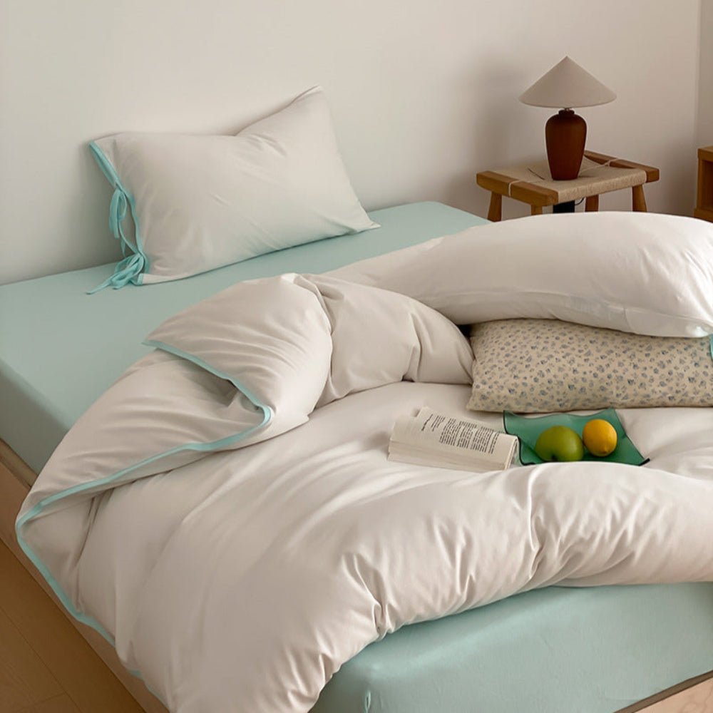 Evangeline Pastel Bow Tie Twill Bedding Set / Blue