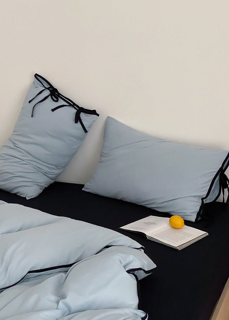 Evangeline Pastel Bow Tie Twill Bedding Set / Blue