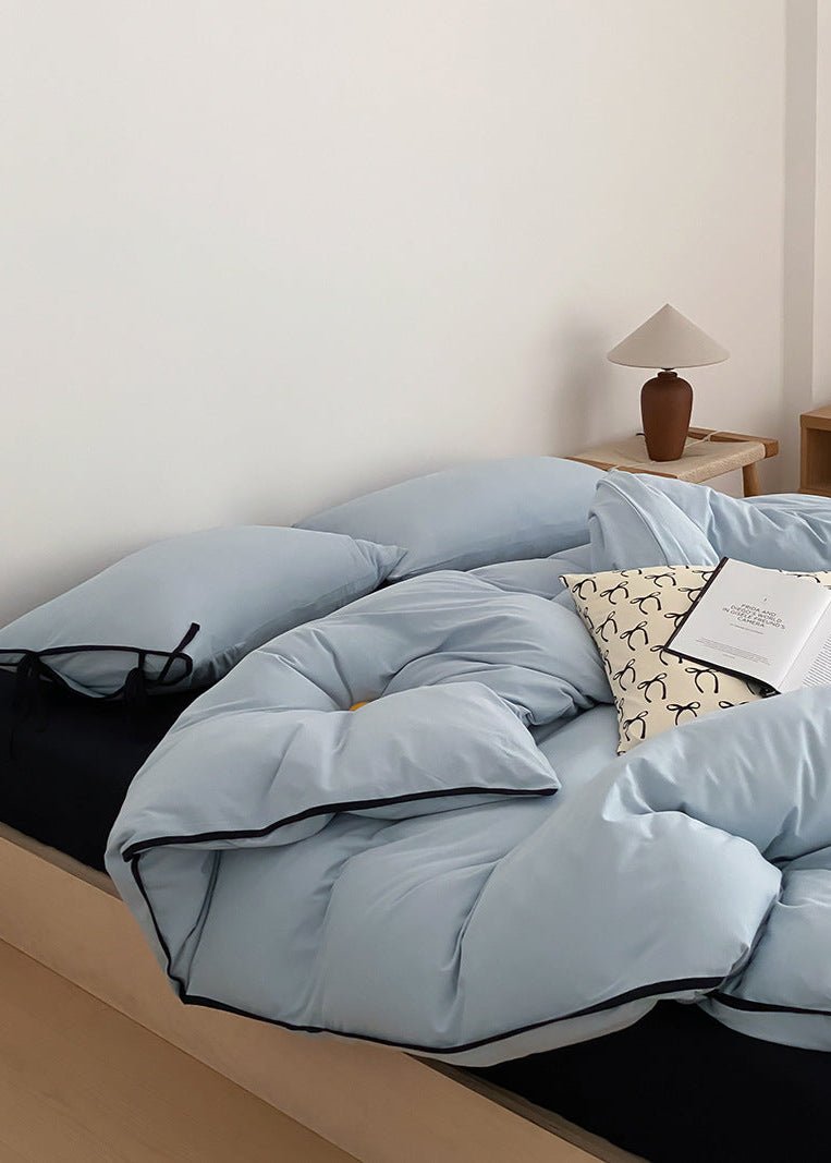Evangeline Pastel Bow Tie Twill Bedding Set / Blue