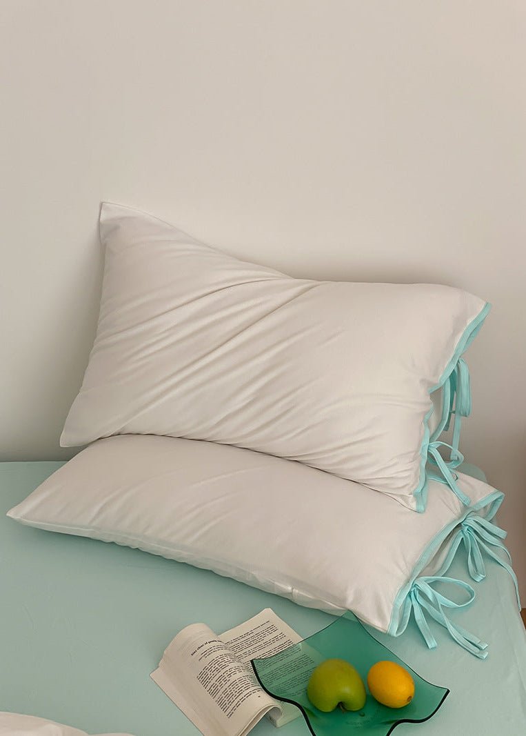 Evangeline Pastel Bow Tie Twill Bedding Set / Blue