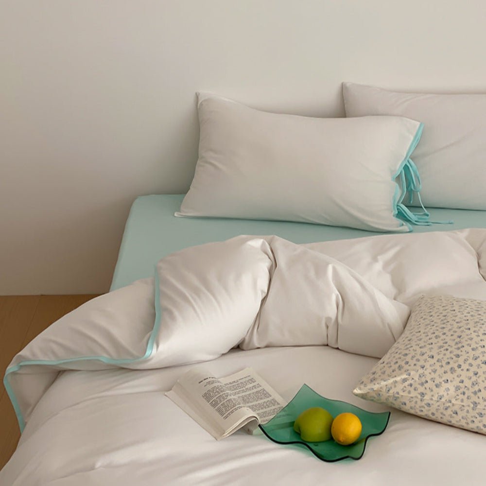Evangeline Pastel Bow Tie Twill Bedding Set / Blue