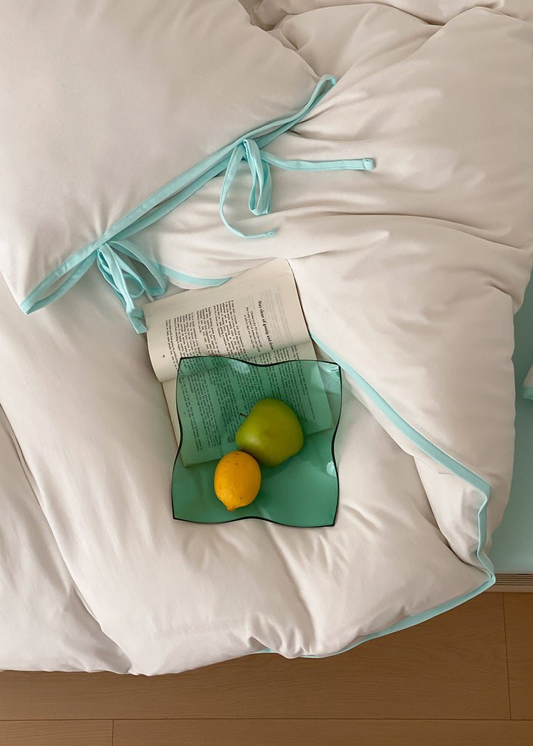 Evangeline Pastel Bow Tie Twill Bedding Set / Blue