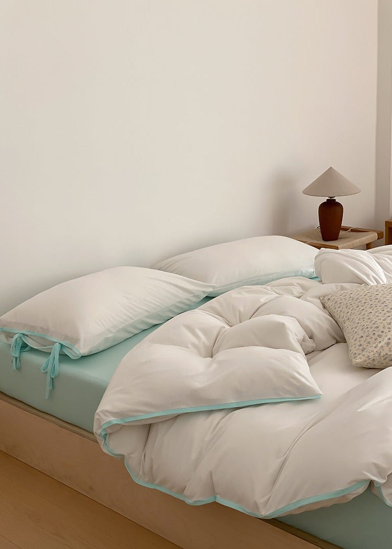 Evangeline Pastel Bow Tie Twill Bedding Set / Blue