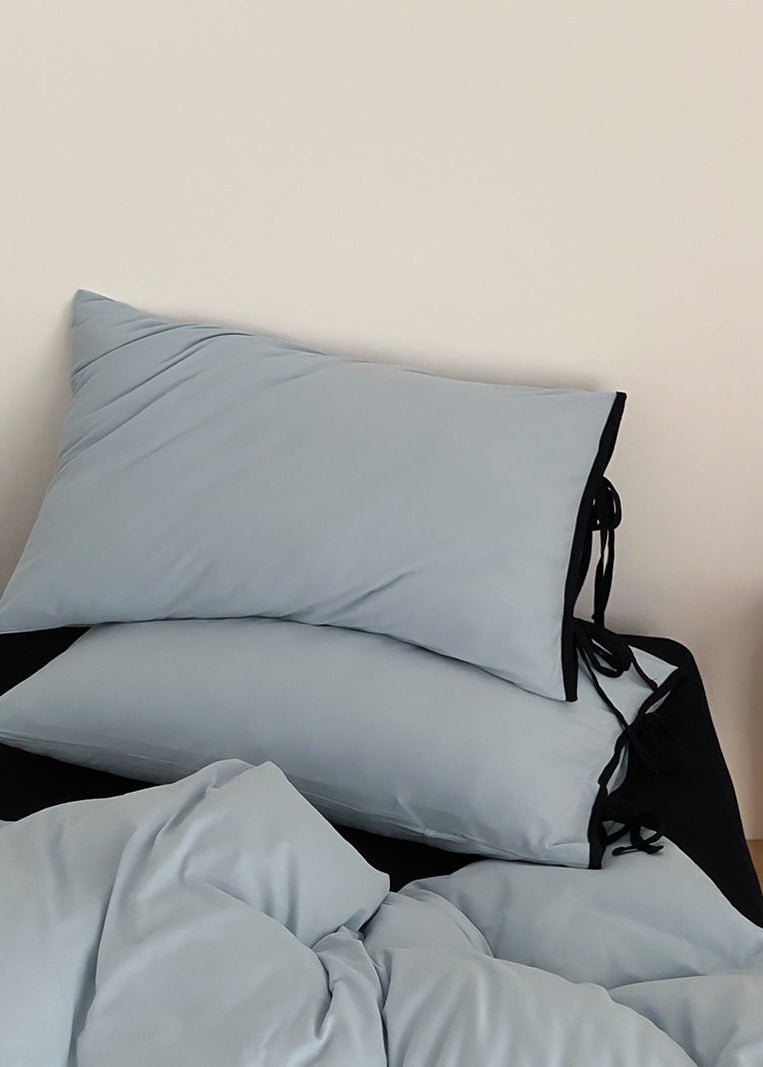 Evangeline Pastel Bow Tie Twill Bedding Set / Blue