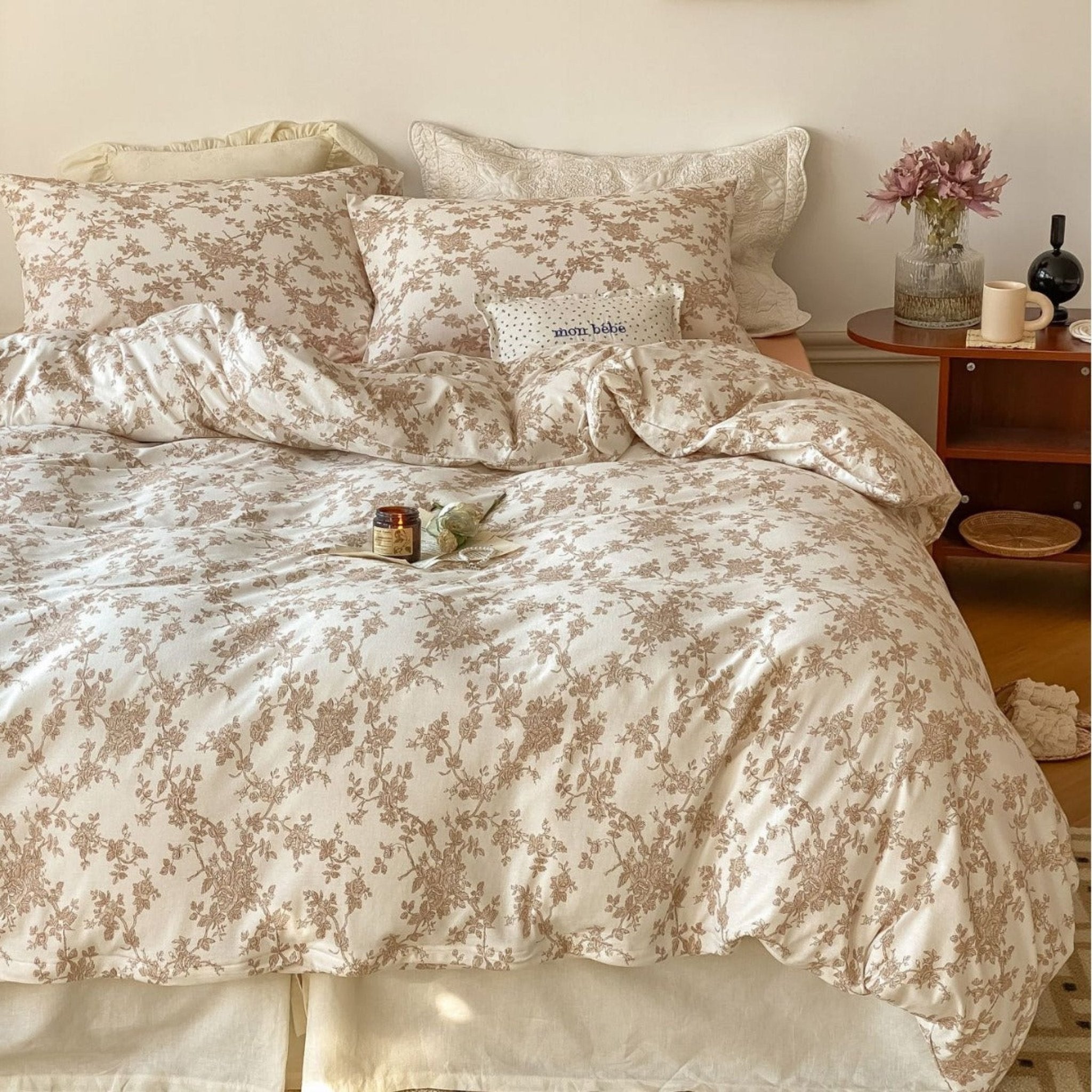 Fleur Elegant Floral Knit Cotton Bedding Set / Blue