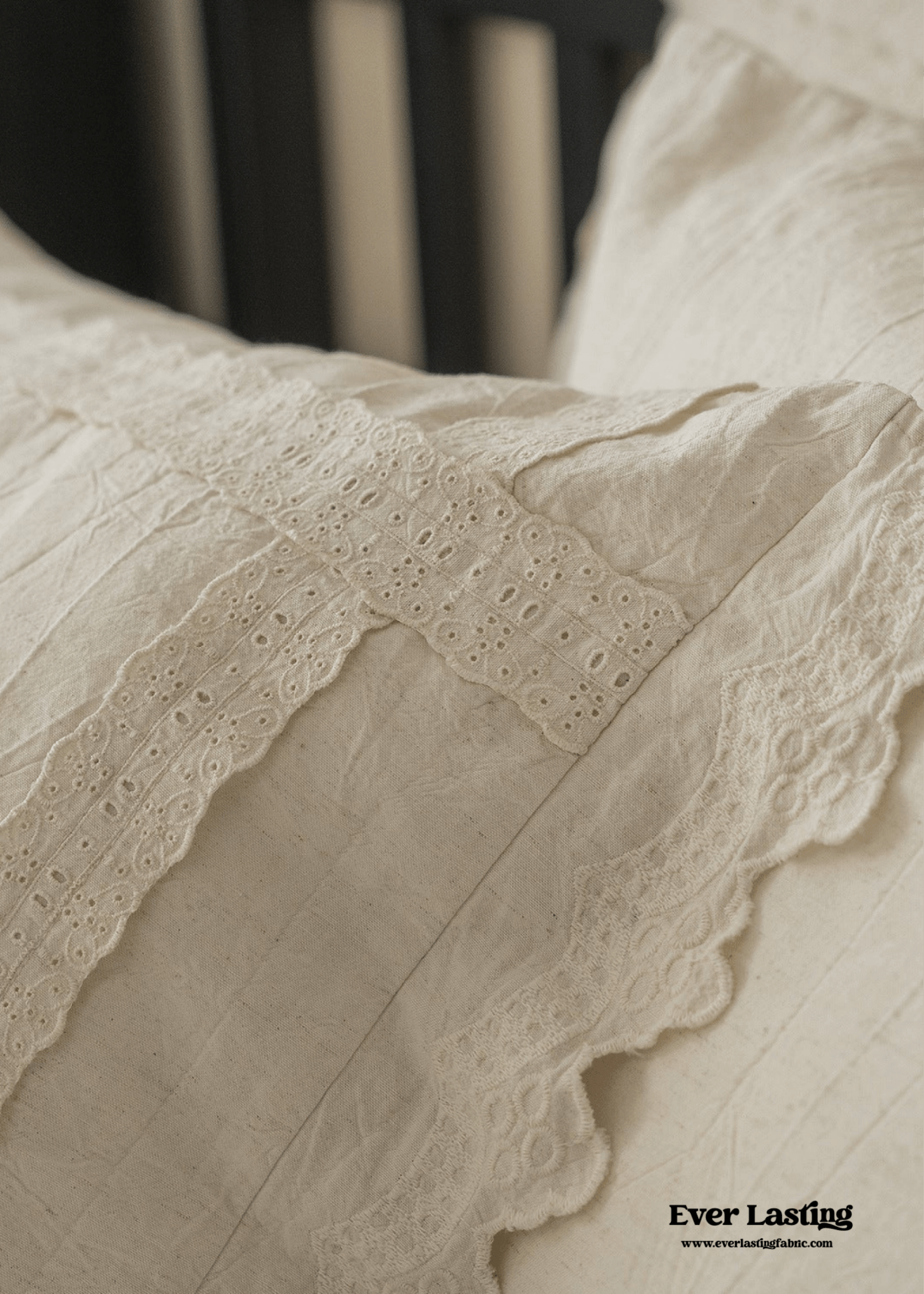 French Linen Cotton Embroidered Floral Pillowcases