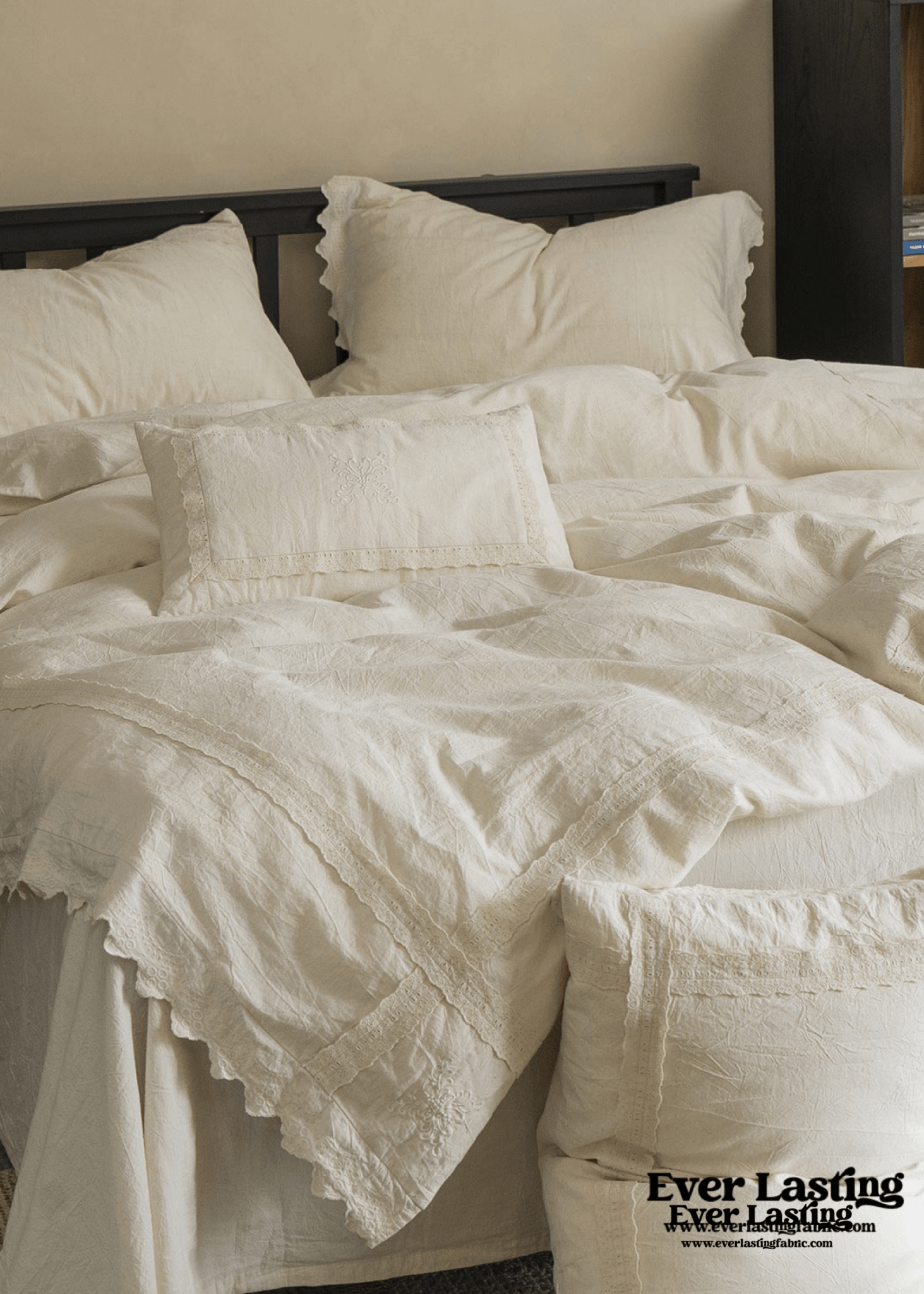 French Linen Cotton Embroidered Floral Pillowcases