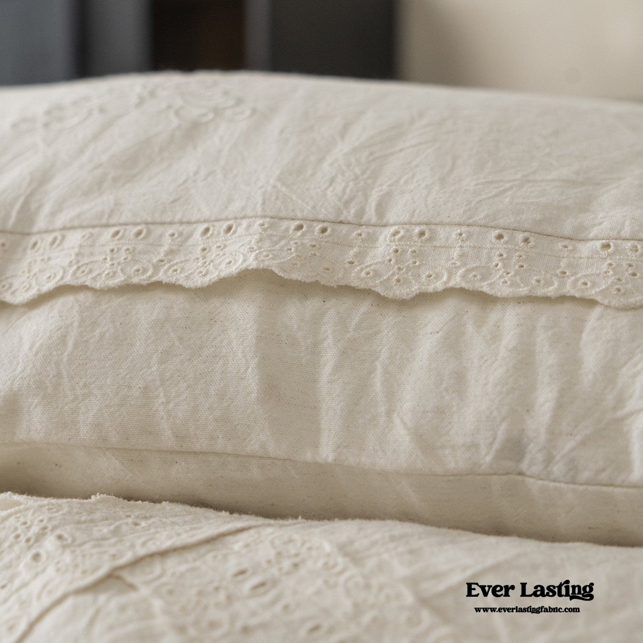 French Linen Cotton Embroidered Floral Pillowcases