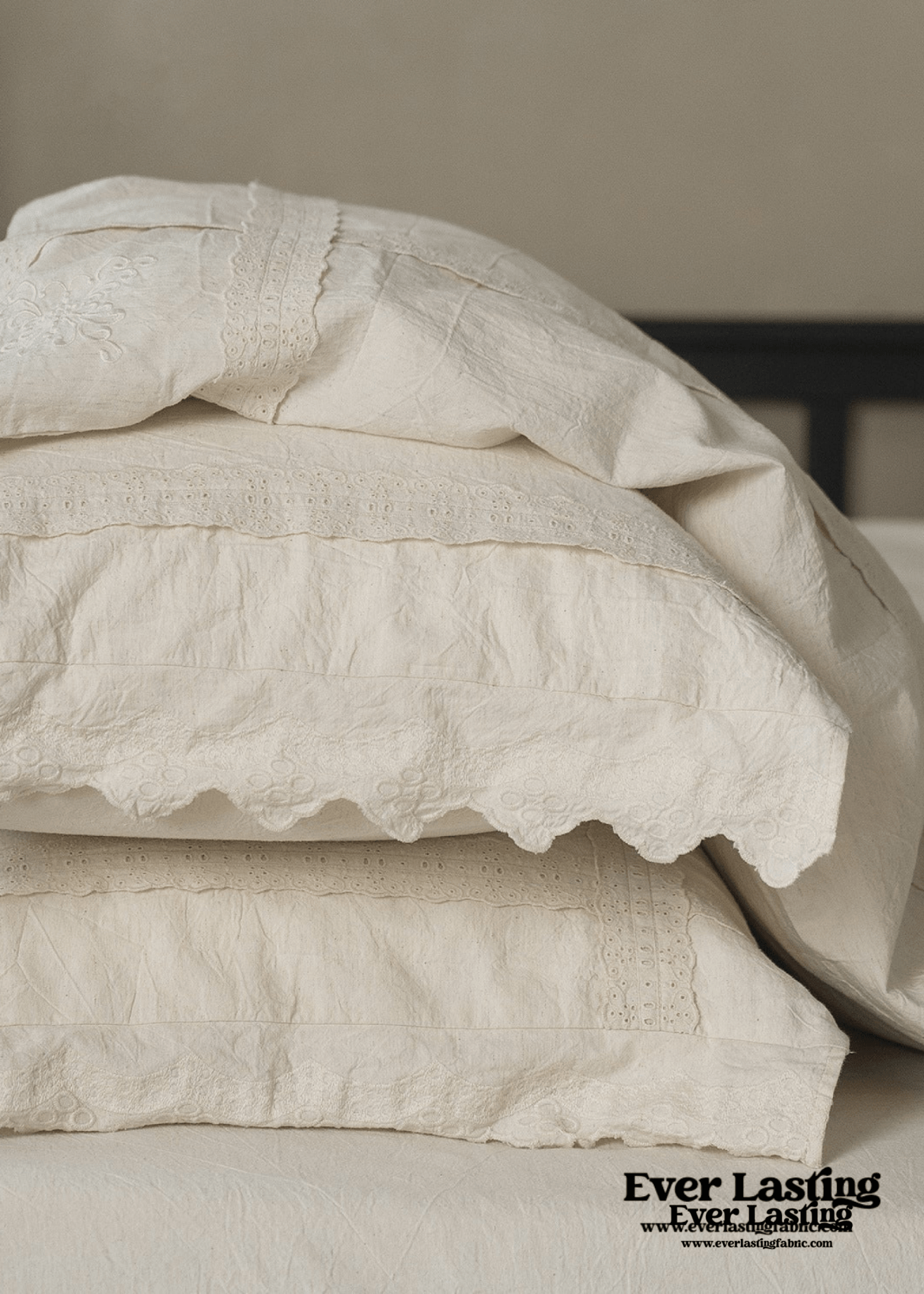 French Linen Cotton Embroidered Floral Pillowcases