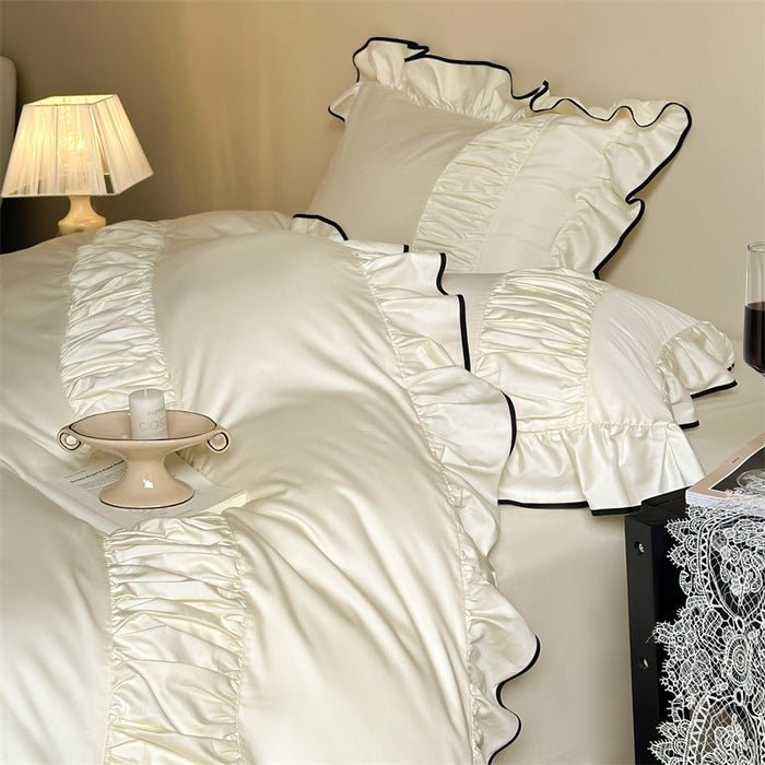 French Pleated Ruffle Bedding Set / Pink