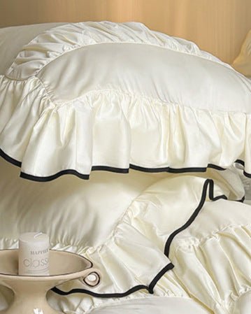 French Pleated Ruffle Bedding Set / Champagne