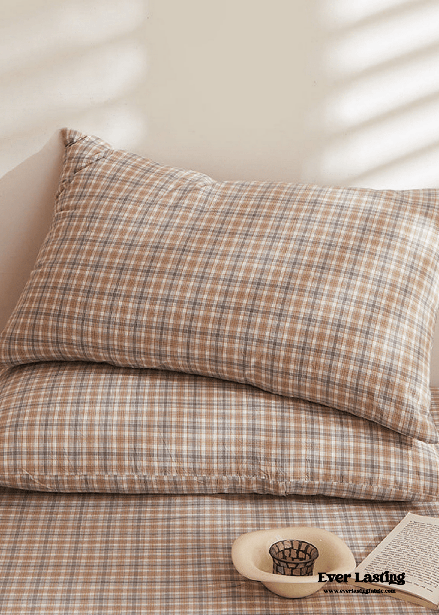 Fresh Plaid Washed Cotton Pillowcases