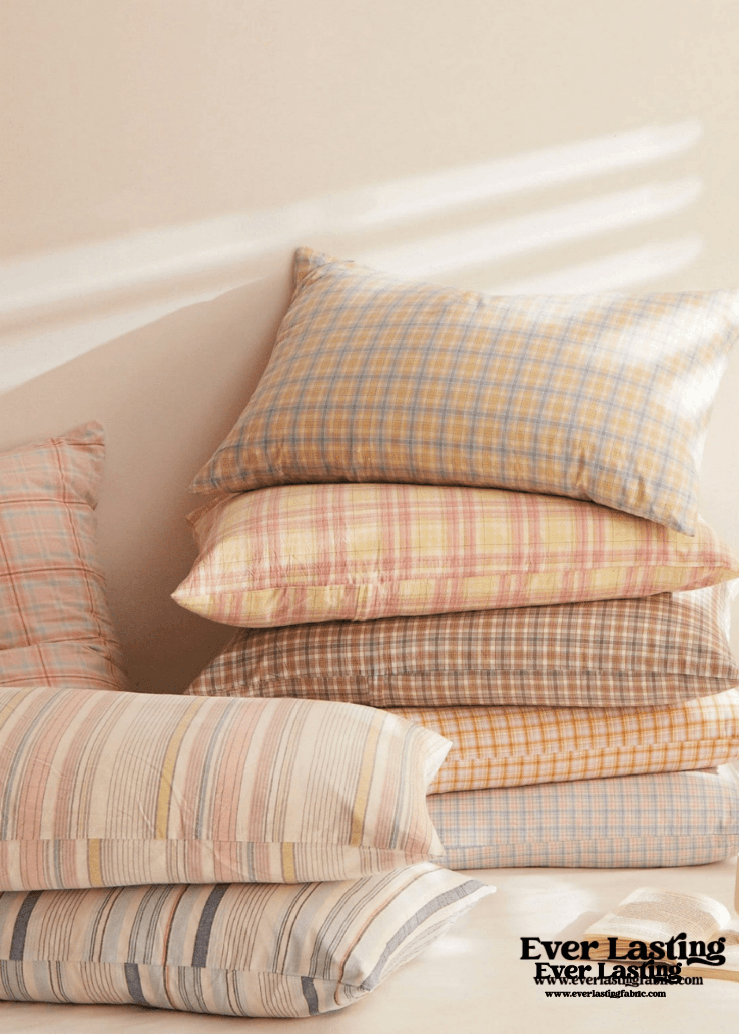 Fresh Plaid Washed Cotton Pillowcases