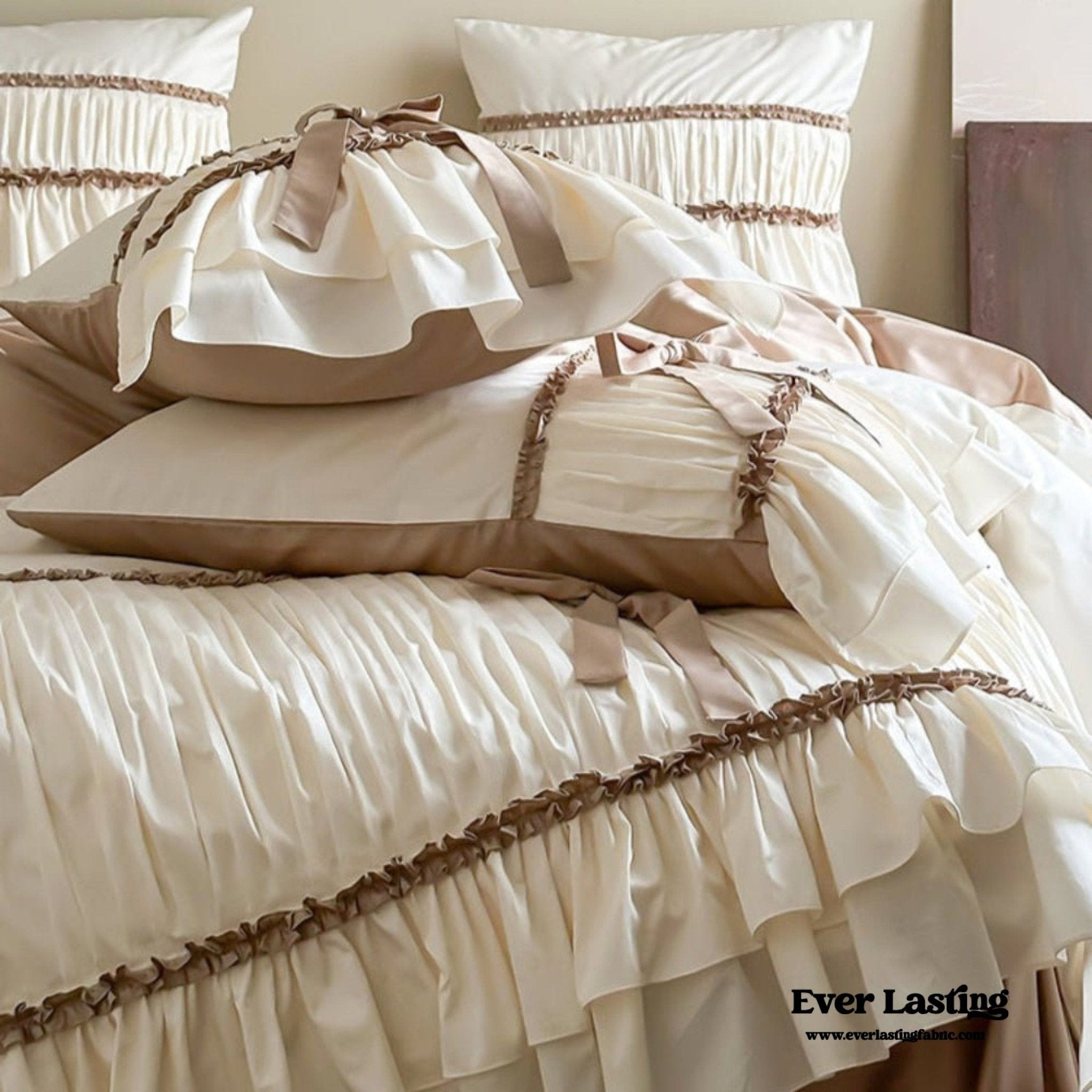 Genevieve Bow Tied TENCEL™ Bedding Set / Beige