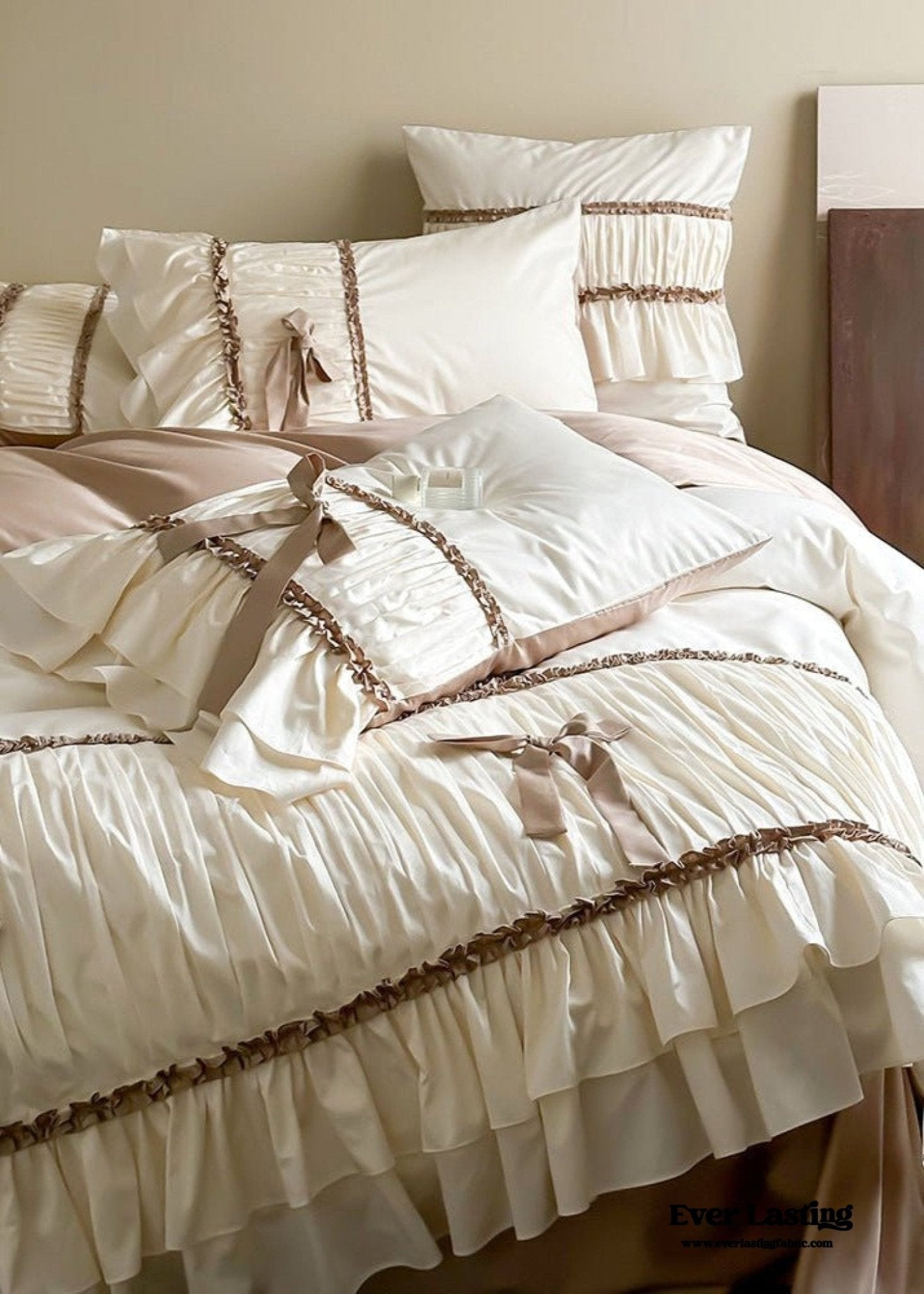 Genevieve Bow Tied TENCEL™ Bedding Set / Beige