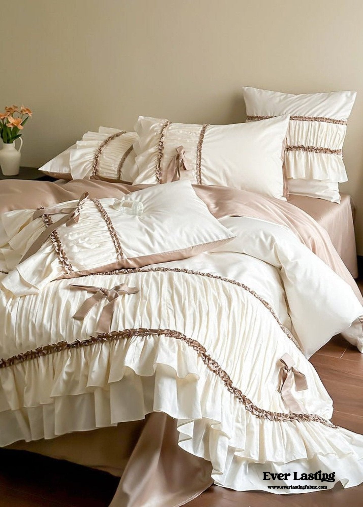 Genevieve Bow Tied TENCEL™ Bedding Set / Beige