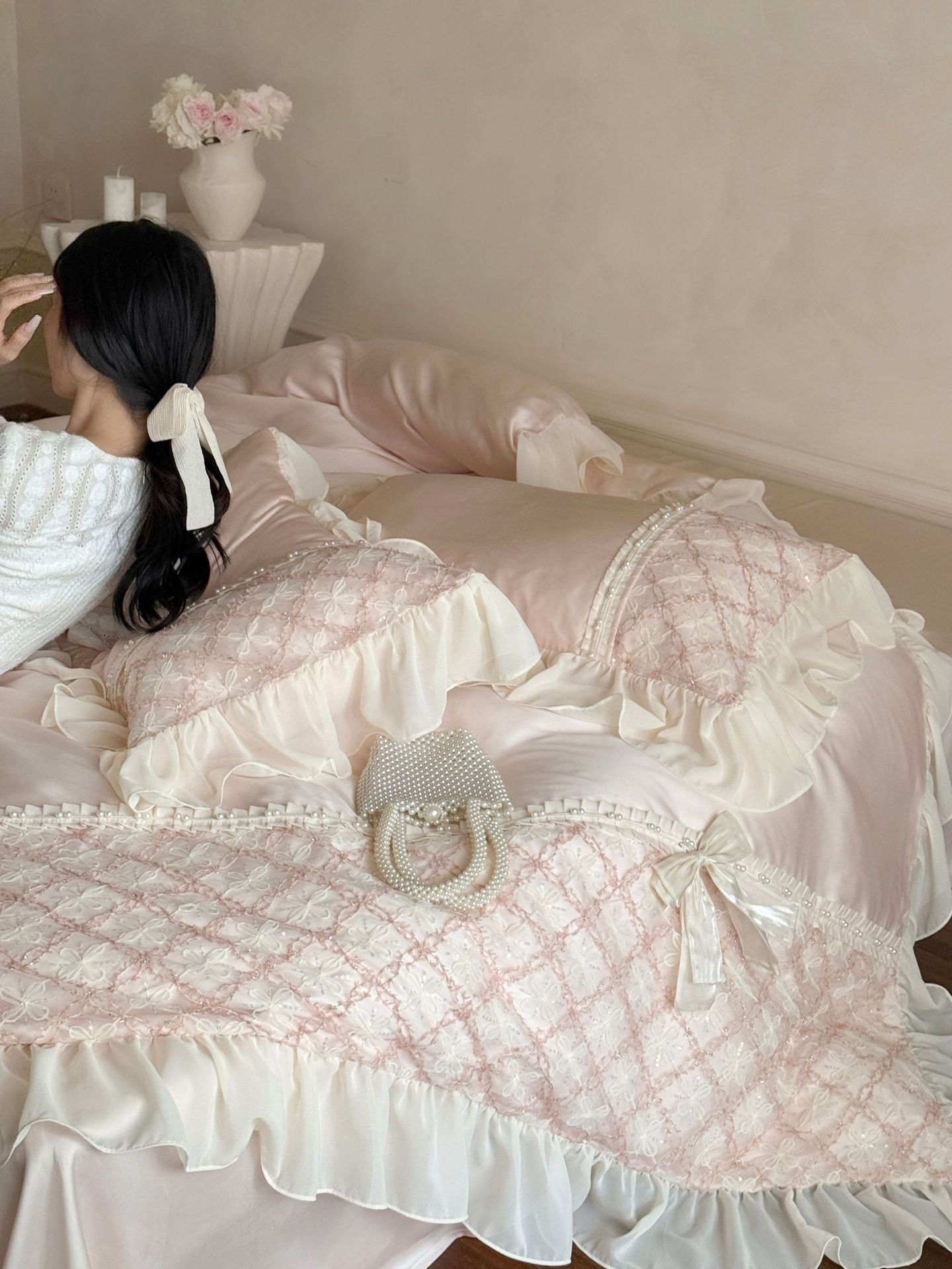 Haute Pearl TENCEL™ Bedding Set / White Romance
