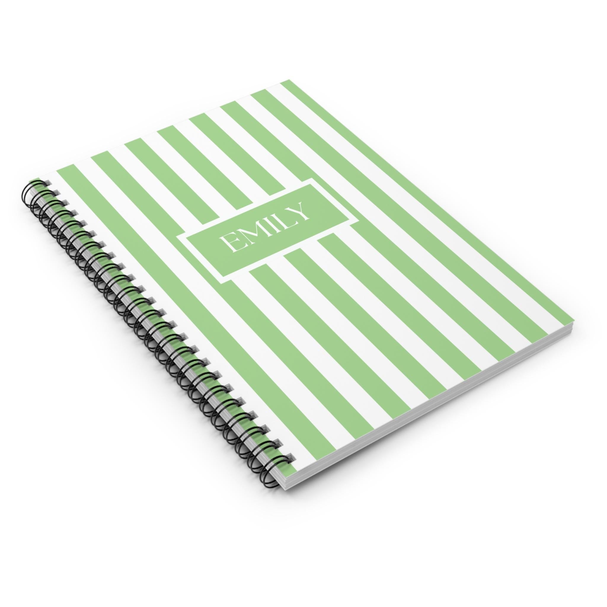 Green Striped Personalized Notebook