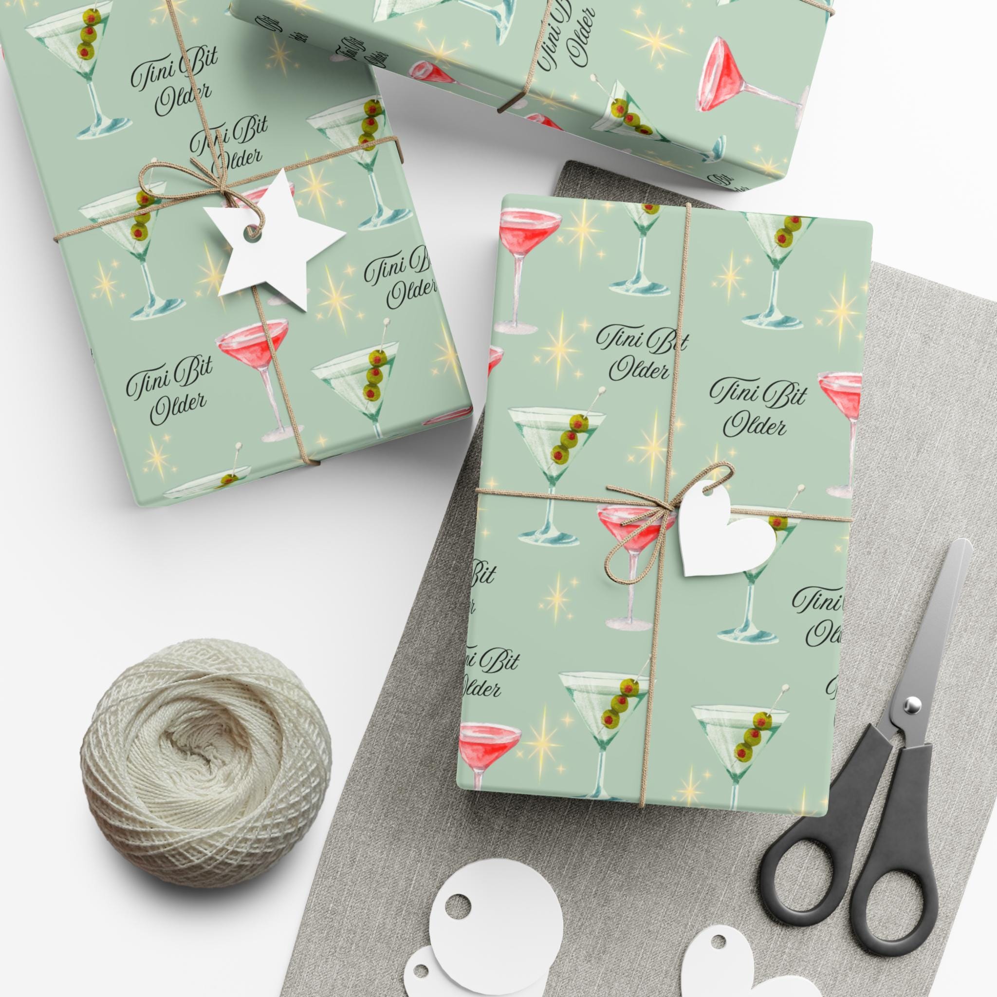 Martini Birthday Wrapping Paper – Tini Bit Older Theme