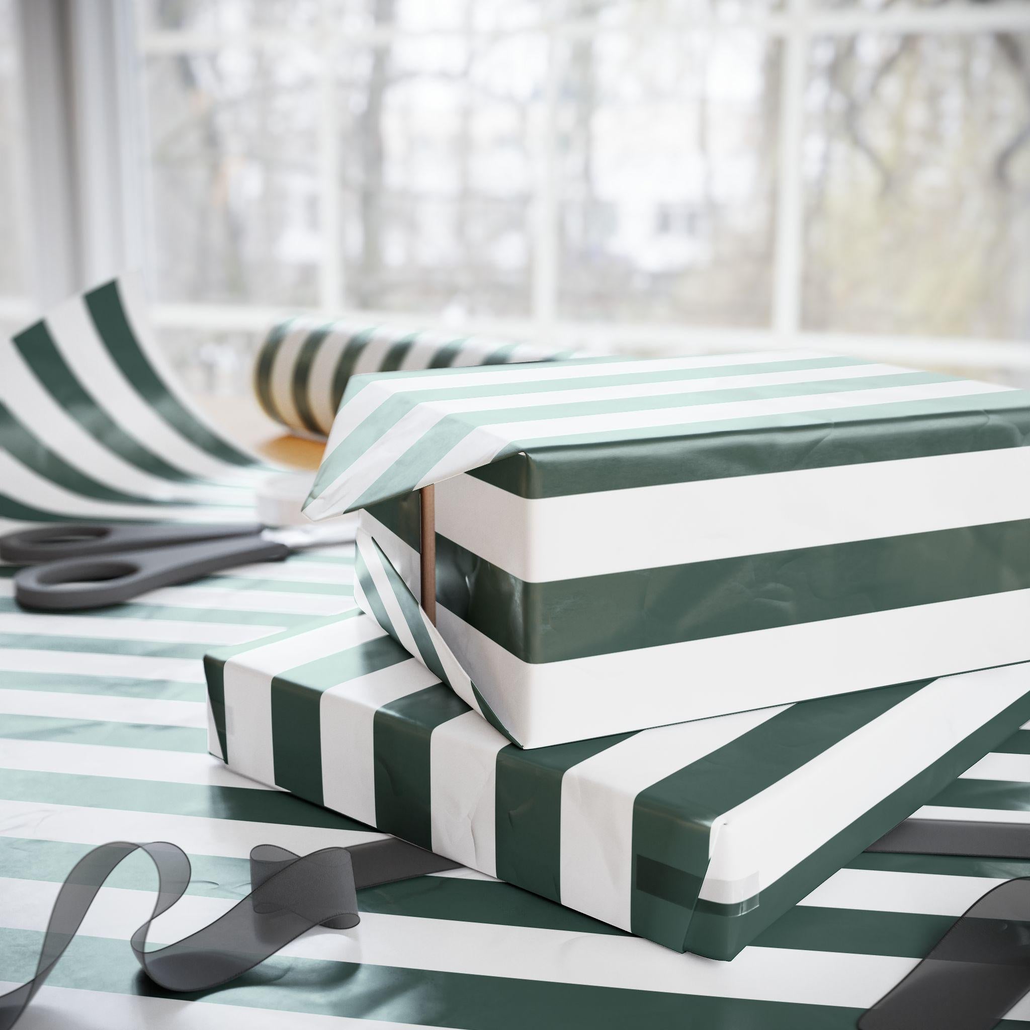 Green Striped Wrapping Paper