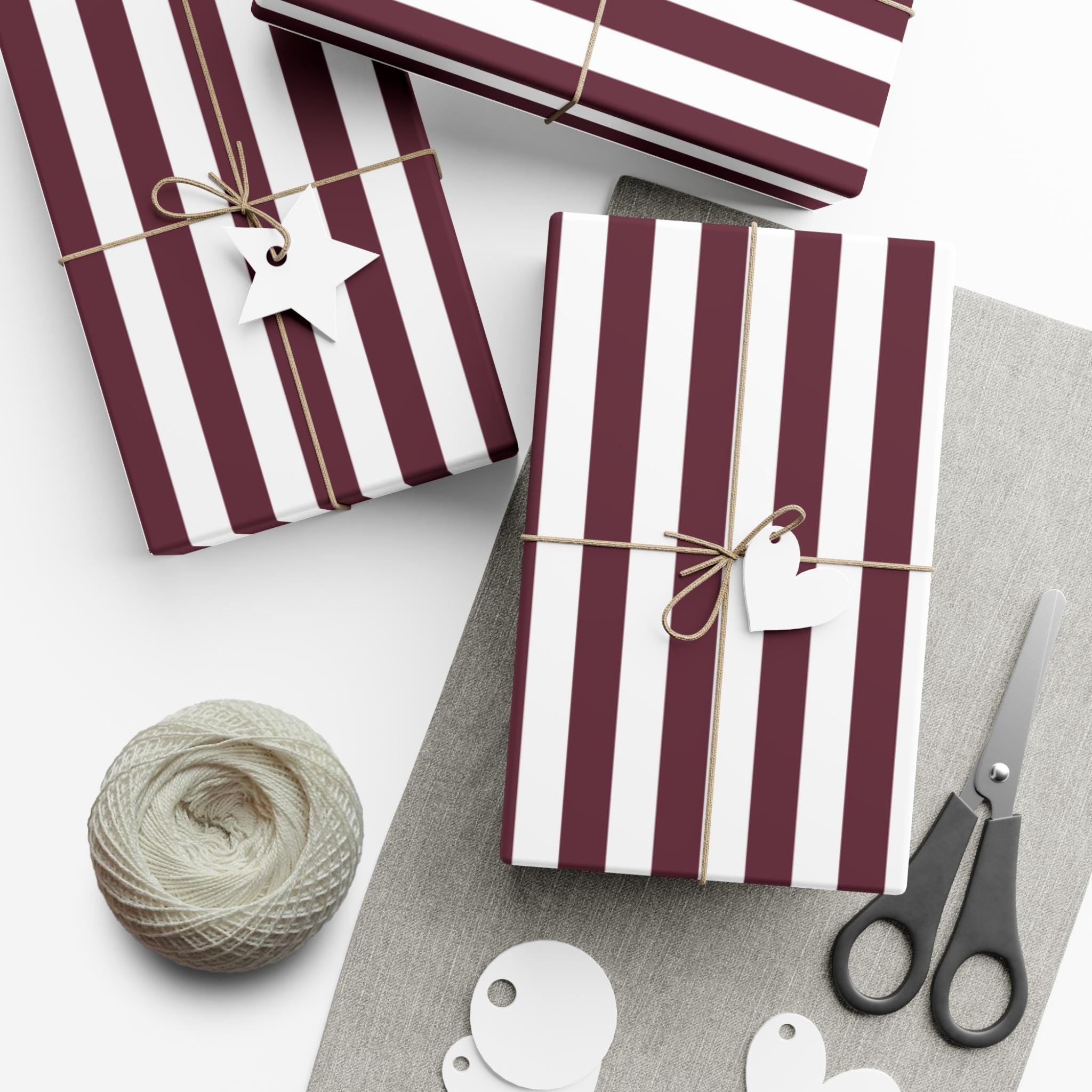 Burgundy Striped Wrapping Paper