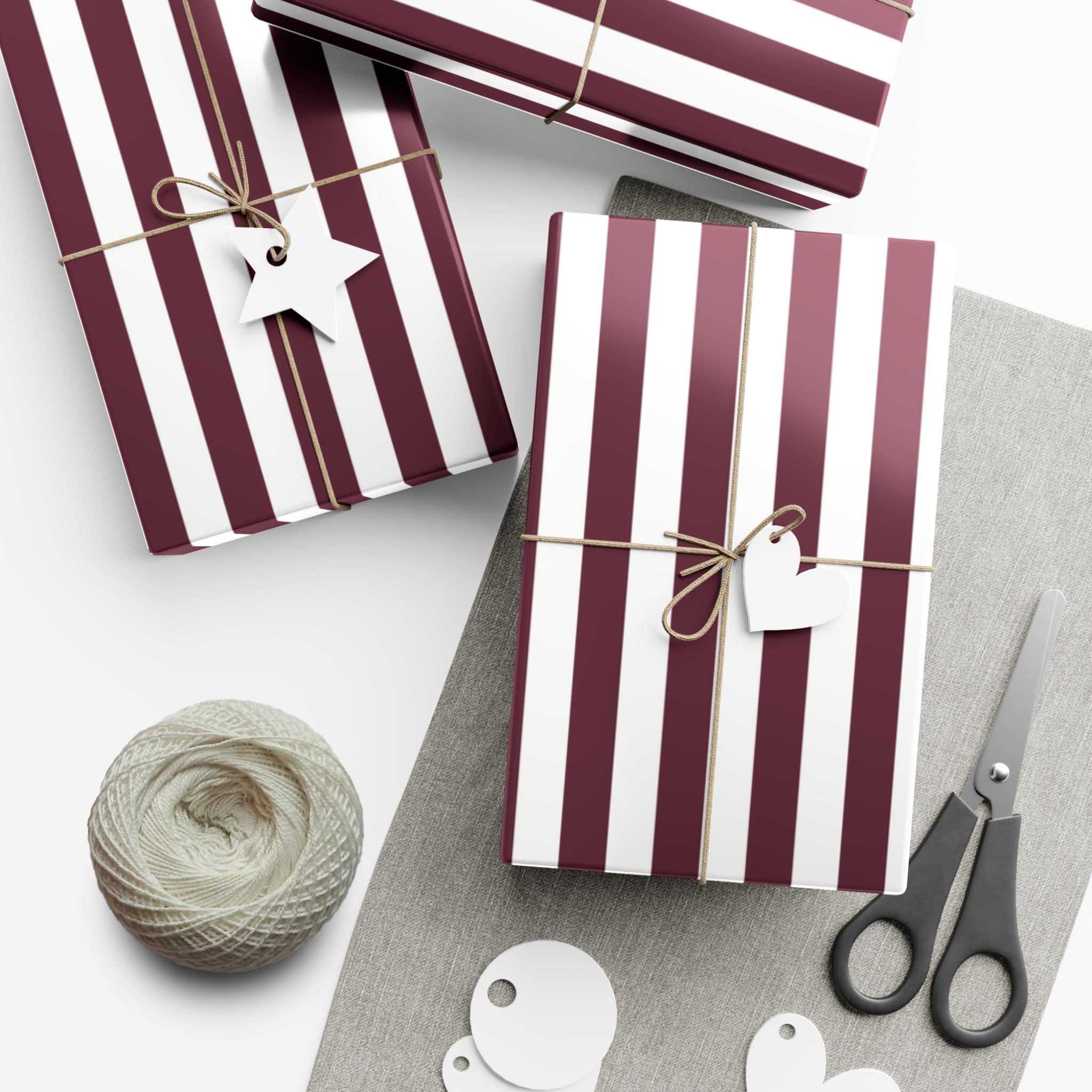 Burgundy Striped Wrapping Paper
