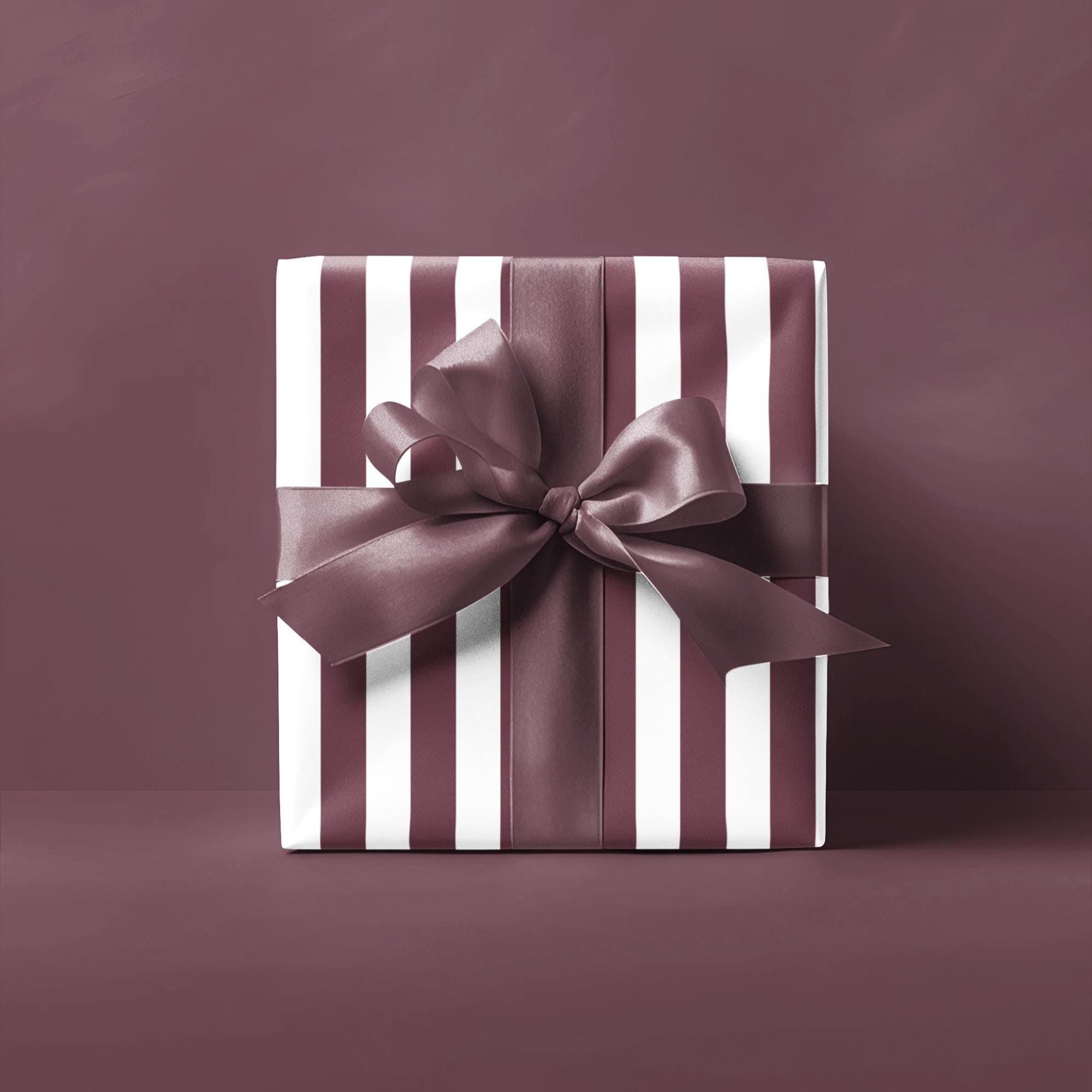 Burgundy Striped Wrapping Paper