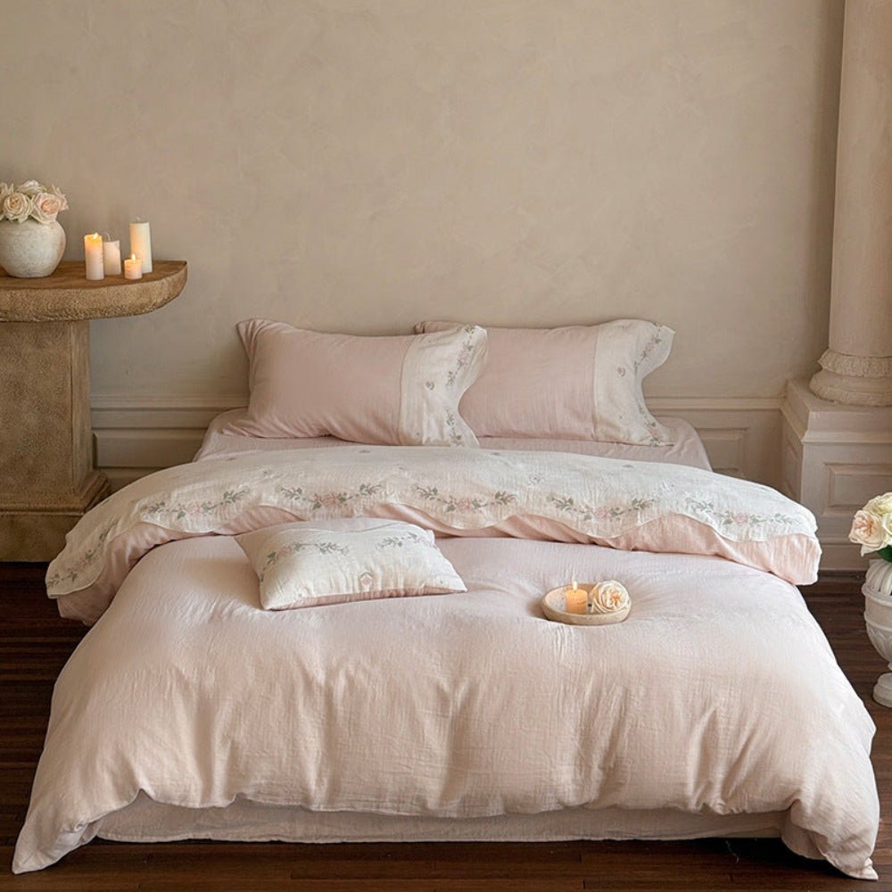 Maeve Floral Double Gauze Bedding Set / Khaki