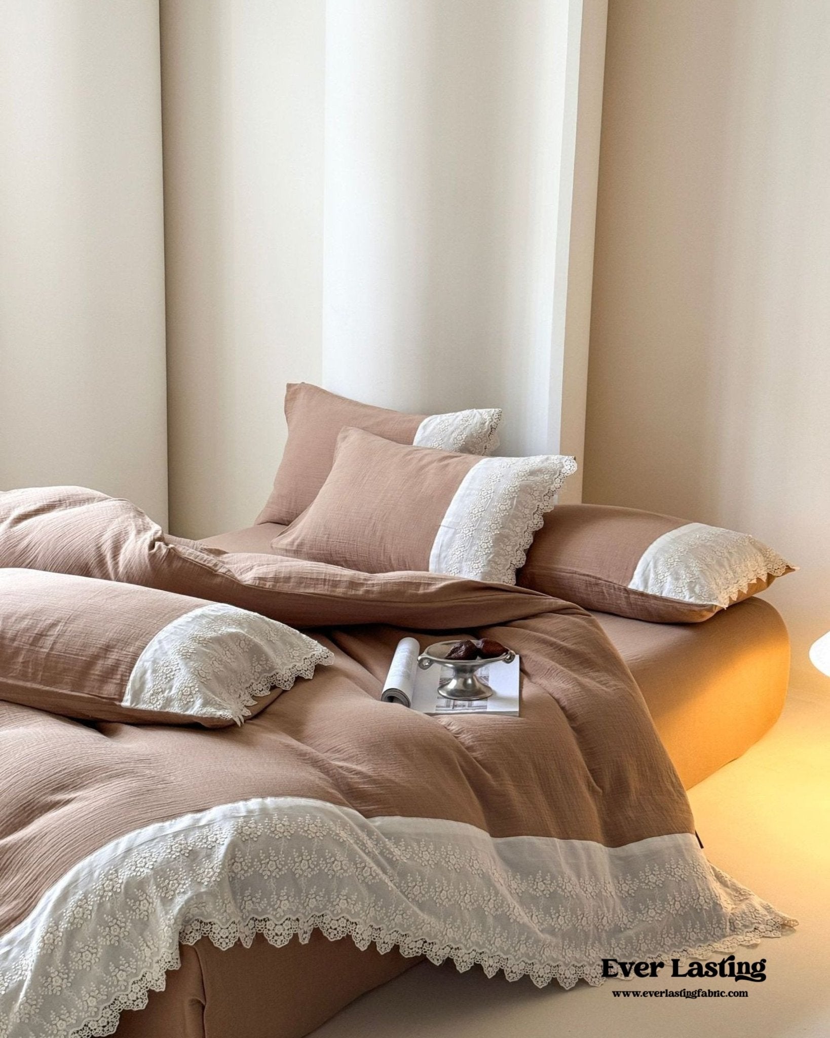 Margaux Lace Double Gauze Bedding Set / Pastel Pink