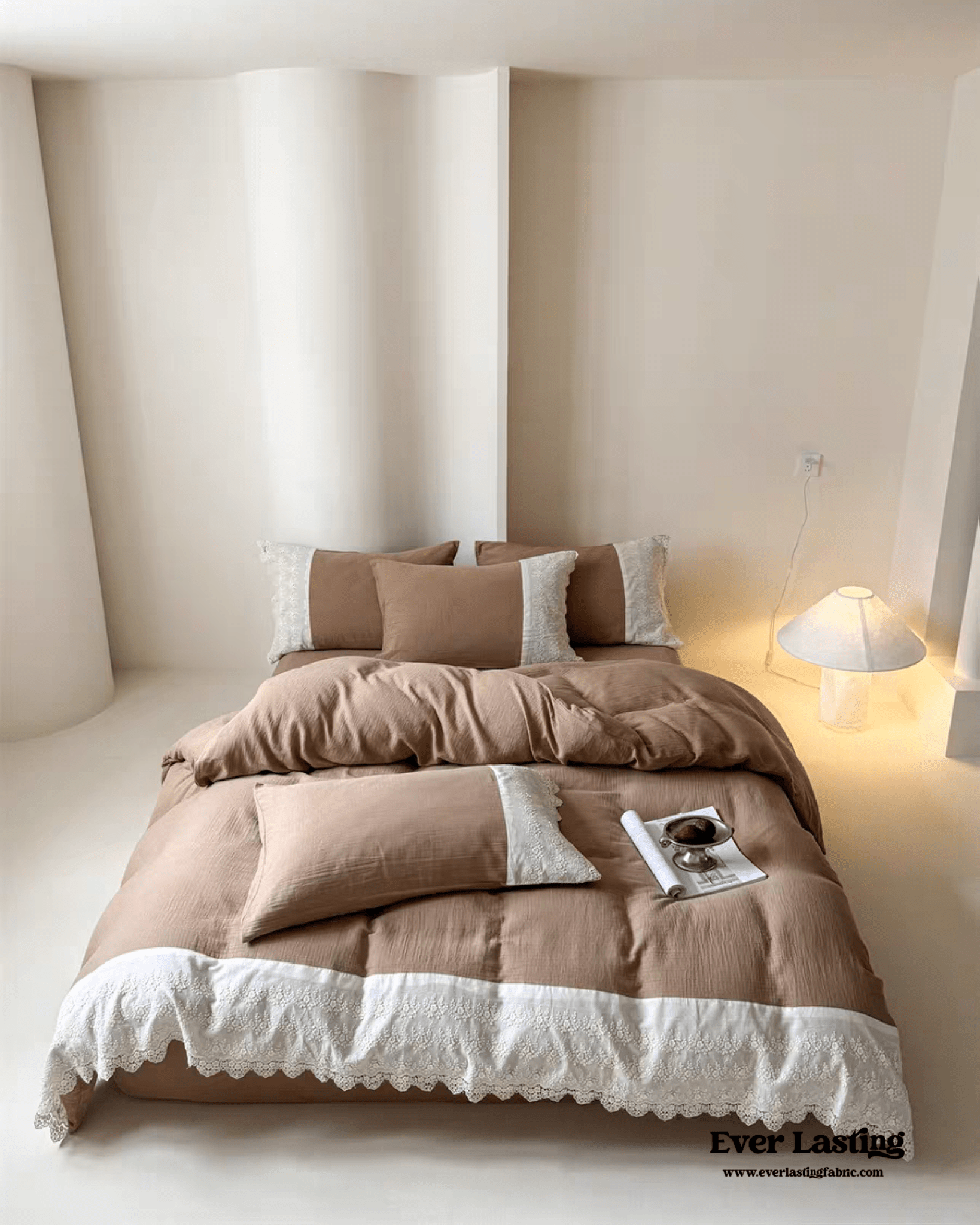 Margaux Lace Double Gauze Bedding Set / Pastel Pink