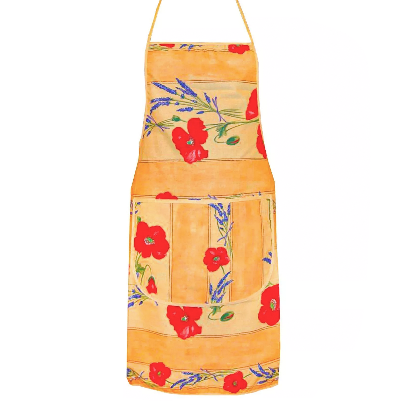 Poppies Yellow Cotton Kitchen Apron by Tissus Toselli