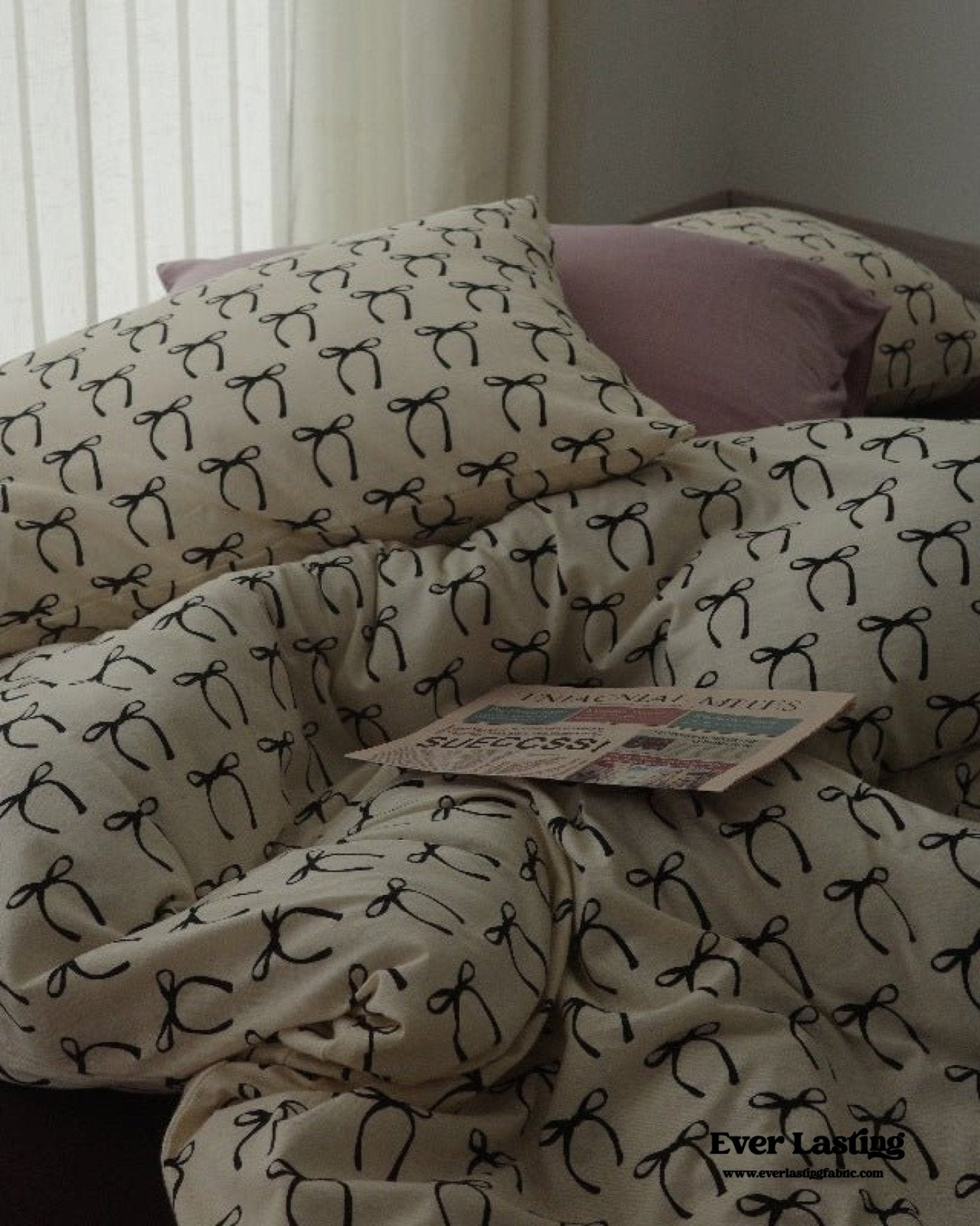 Rosemary Vintage Brown Bow Bedding Set