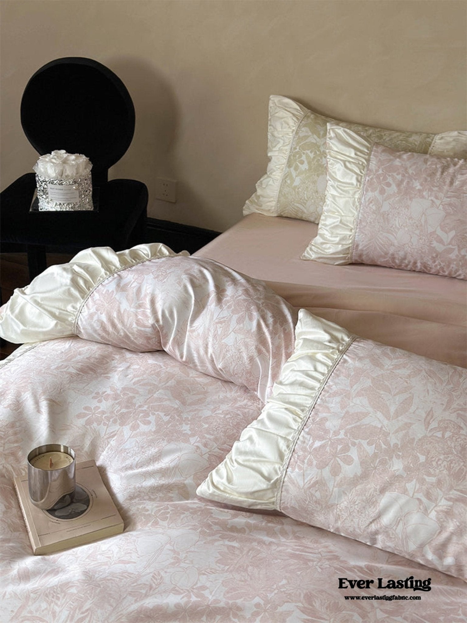 Royal Floral Ruffle Bedding Set / Pink