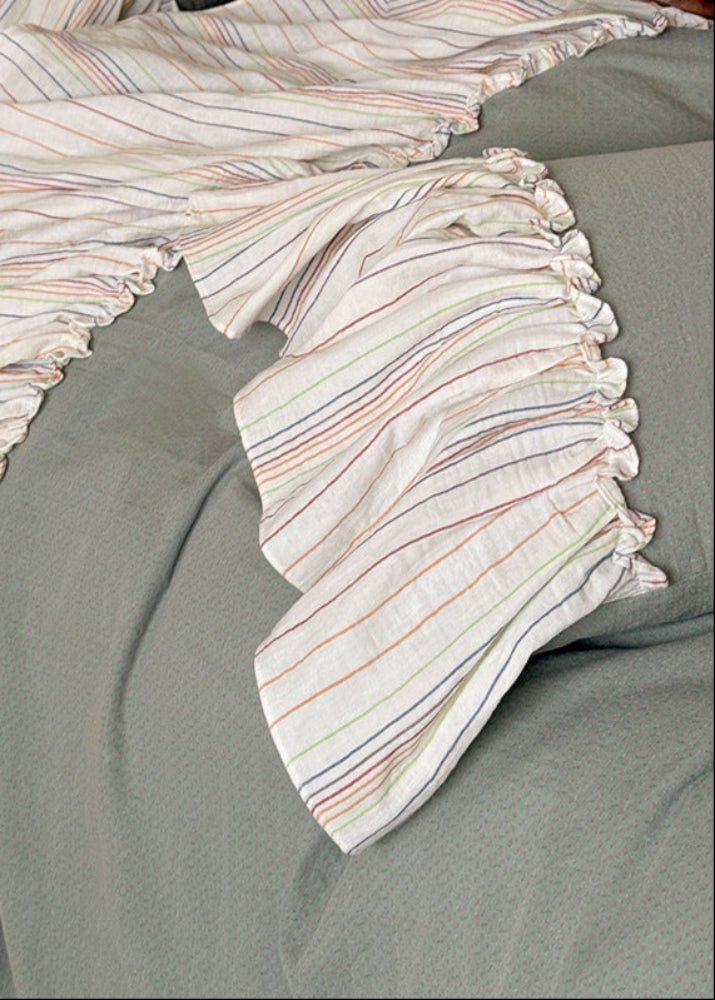 Savannah Lace Ruffle Double Gauze Bedding Set / Gray